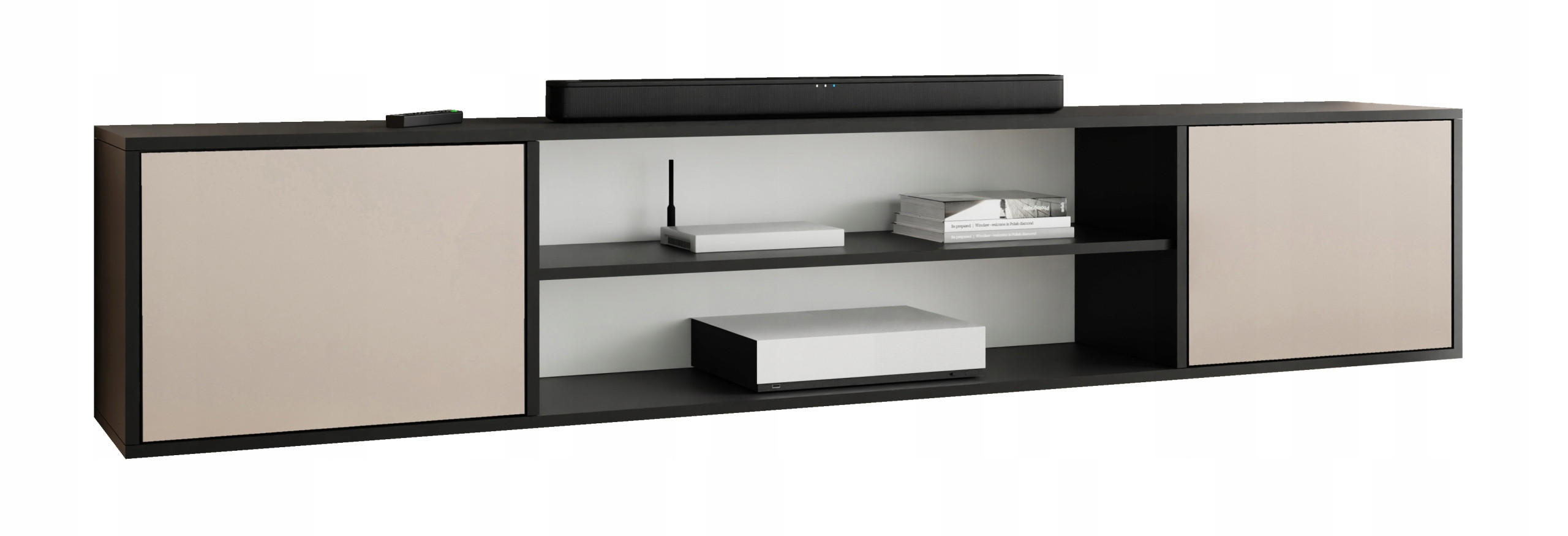 TV-LOWBOARD EDI Schwarz / Kaschmir – 2-türig - Kaschmir/Schwarz, Holzwerkstoff (206.4/42/38.9cm)