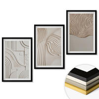 WANDBILDER 3er-Set - 40x60 cm Schwarzer Rahmen - Abstrakte Muster beige weiß - Schwarz, Kunststoff (40/60cm) - ArtPrintCave