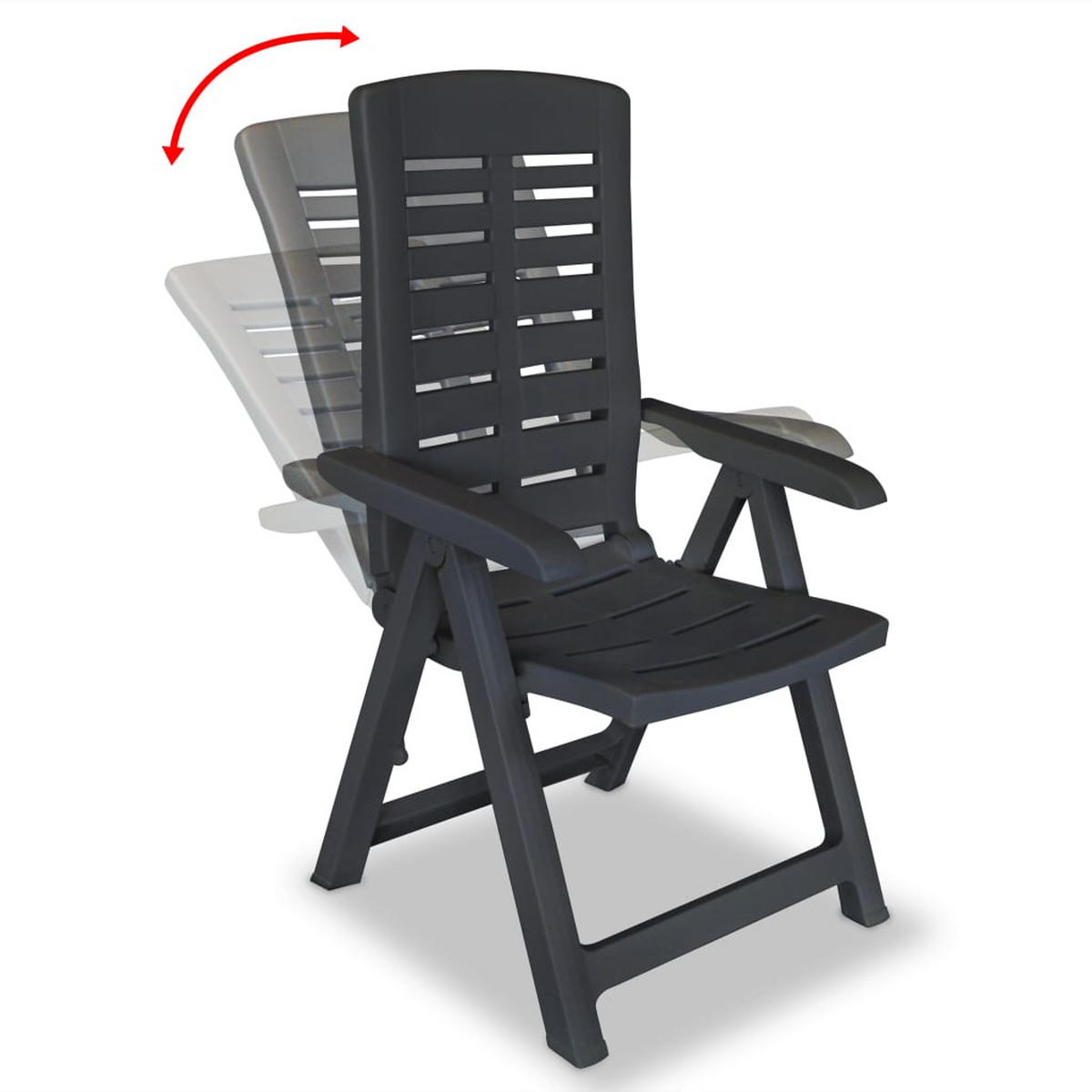 GARTENSTÜHLE Verstellbare 2er Set Kunststoff Anthrazit - Anthrazit, Kunststoff (60/108/61cm) - vidaXL