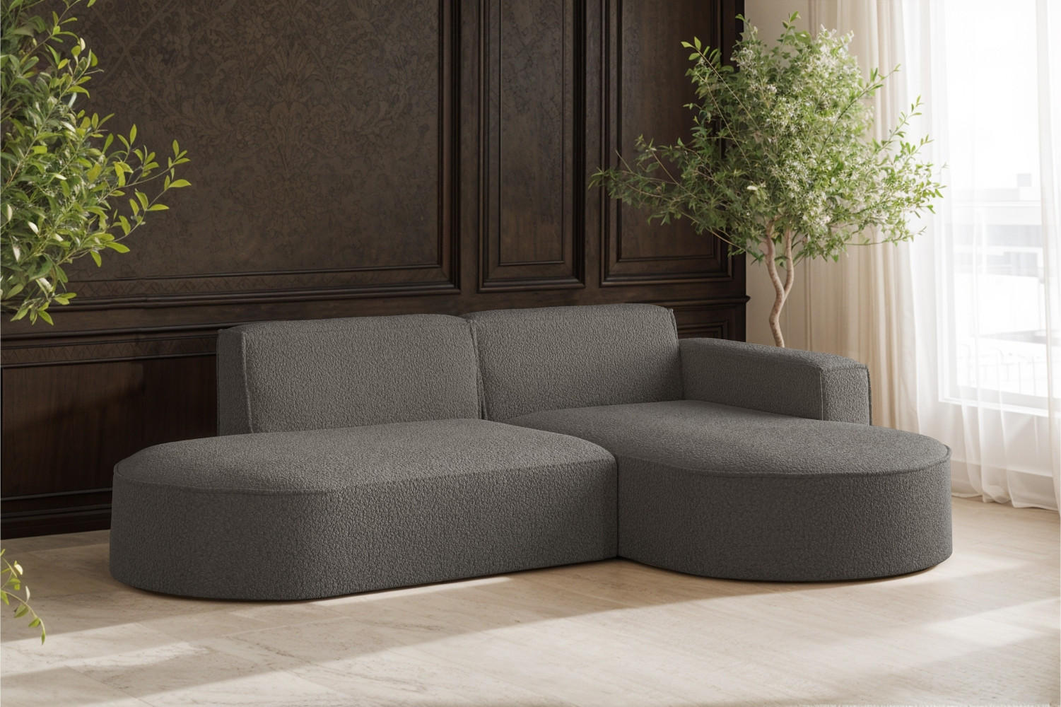 ECKSOFA Modena Studio, Stoff Quelle, Graphit Rechts - Graphitfarben, Holz (236/165cm) - Kaiser Möbel