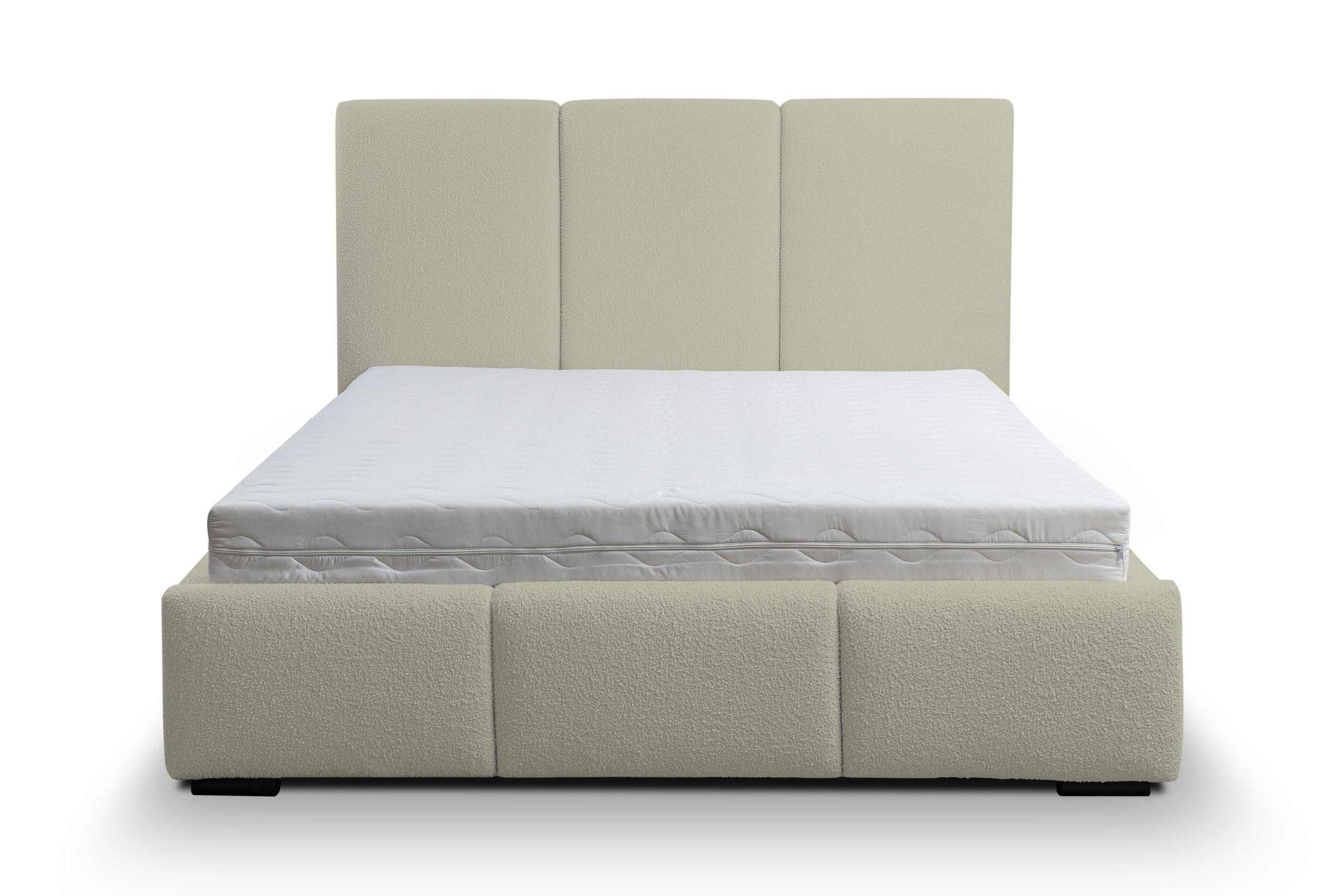 POLSTERBETT Basti mit Kopfteil, 140 x 200 cm, mit Bettkasten und Lattenrost aus Metall, Bouclé-Stoff, Frabe: Beige - Beige, Holz/Kunststoff (140/200cm) - VENASI MÖBEL