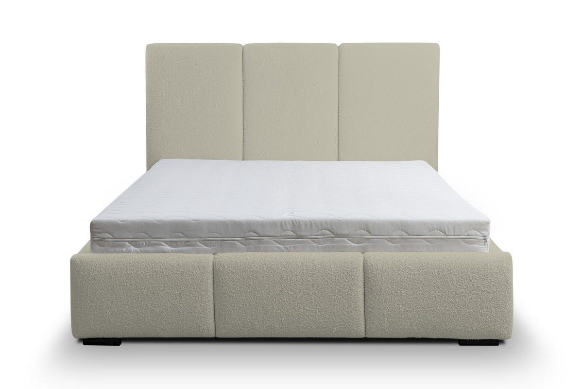 POLSTERBETT Basti mit Kopfteil, 160 x 200 cm, mit Bettkasten und Lattenrost aus Metall, Bouclé-Stoff, Frabe: Beige - Beige, Holz/Kunststoff (160/200cm) - VENASI MÖBEL