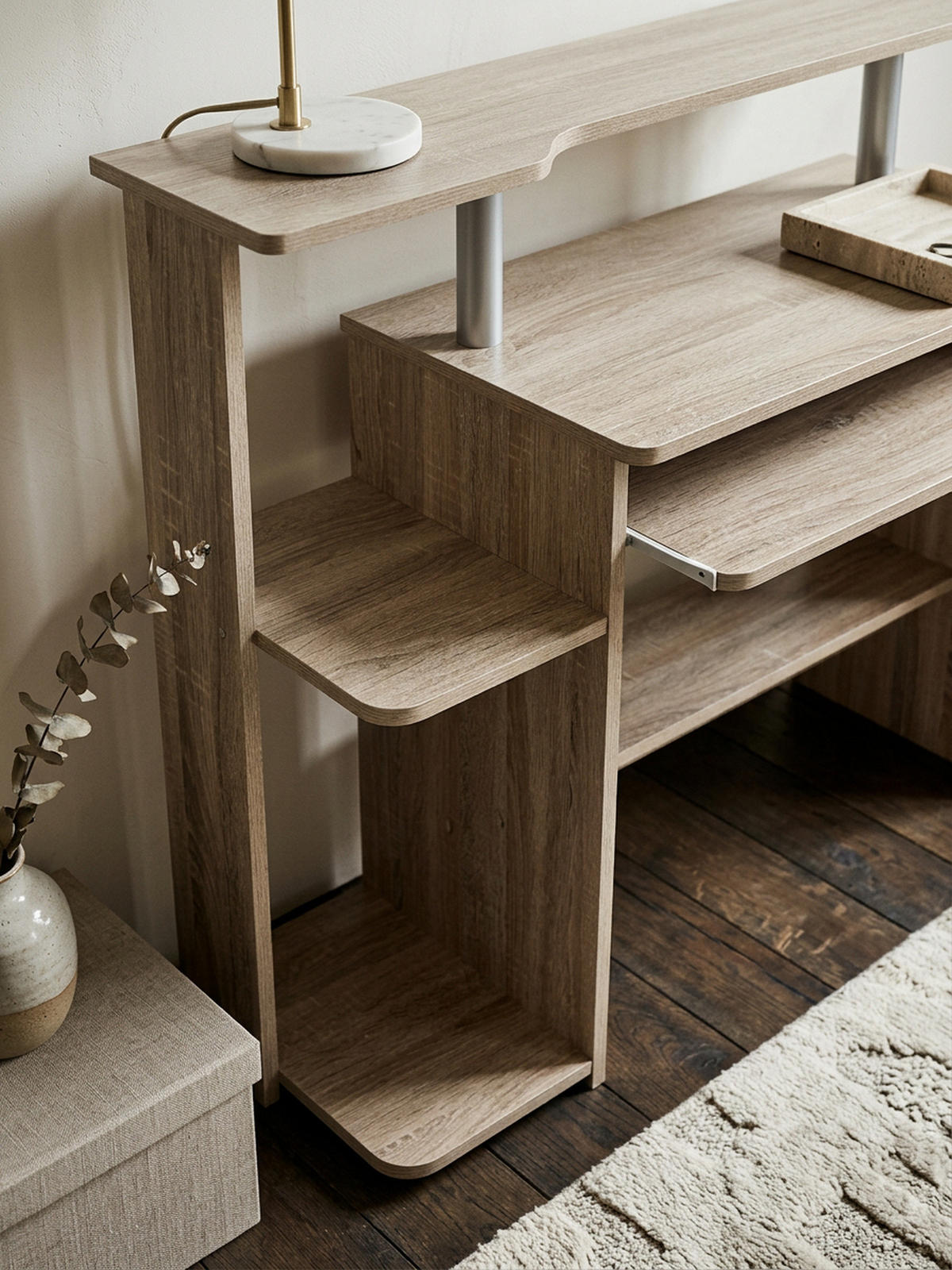 SCHREIBTISCH Computertisch ELBTRAUM Tastaturauszug, Beige 94x48x90 cm - Beige, Holz (48/94/90cm) - KADIMA DESIGN