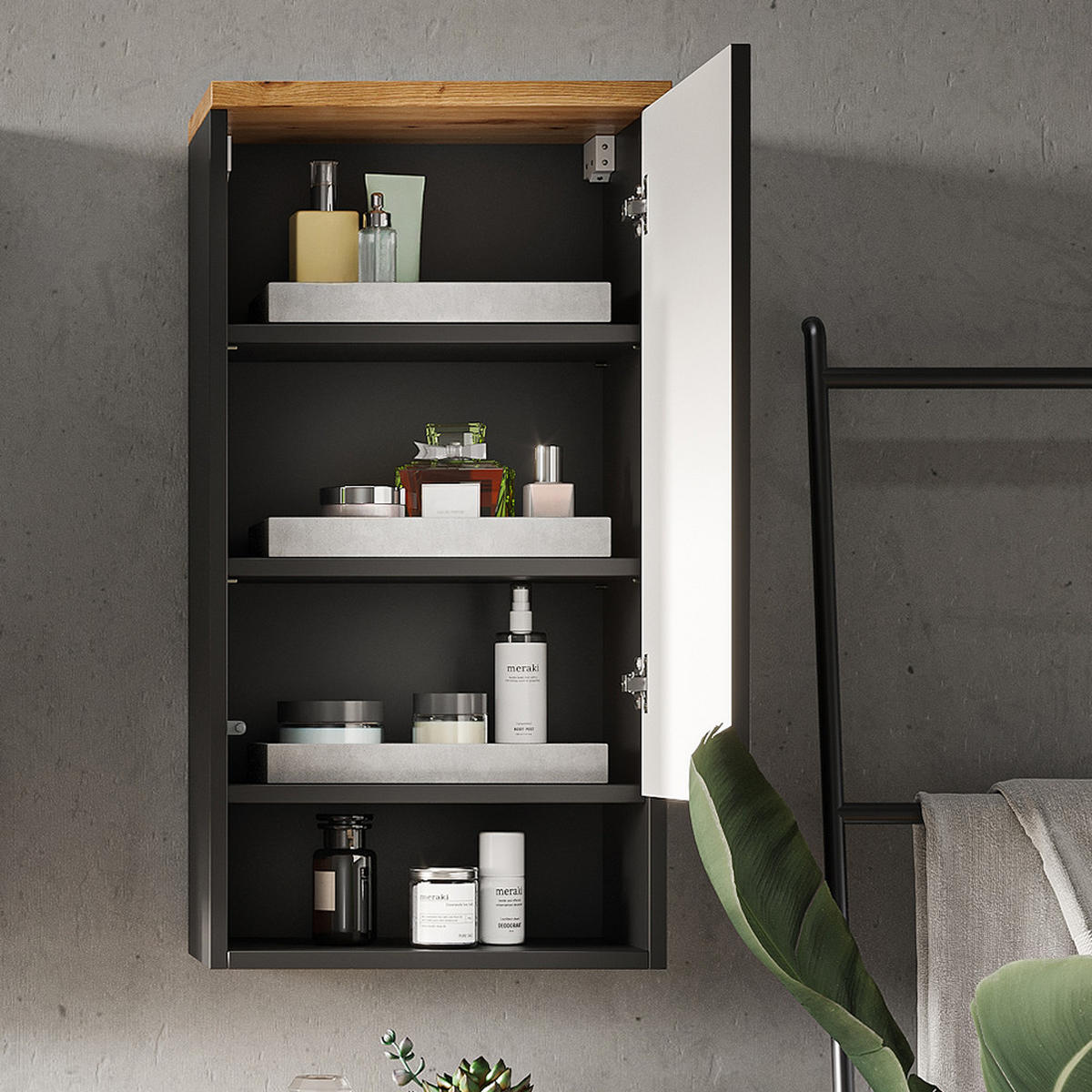 BADSCHRANK Eden Anthrazit 40 x 77.5 cm - Anthrazit, Holzwerkstoff (40/77.5/27cm) - Vicco