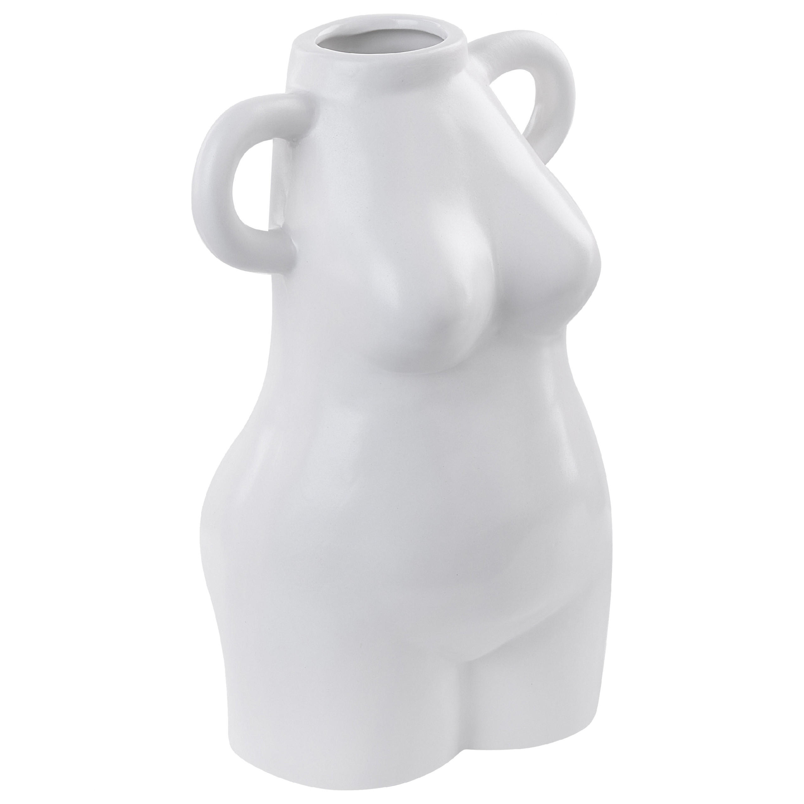 Beliani KVĚTINOVÁ VÁZA Porcelán bílá Aigio