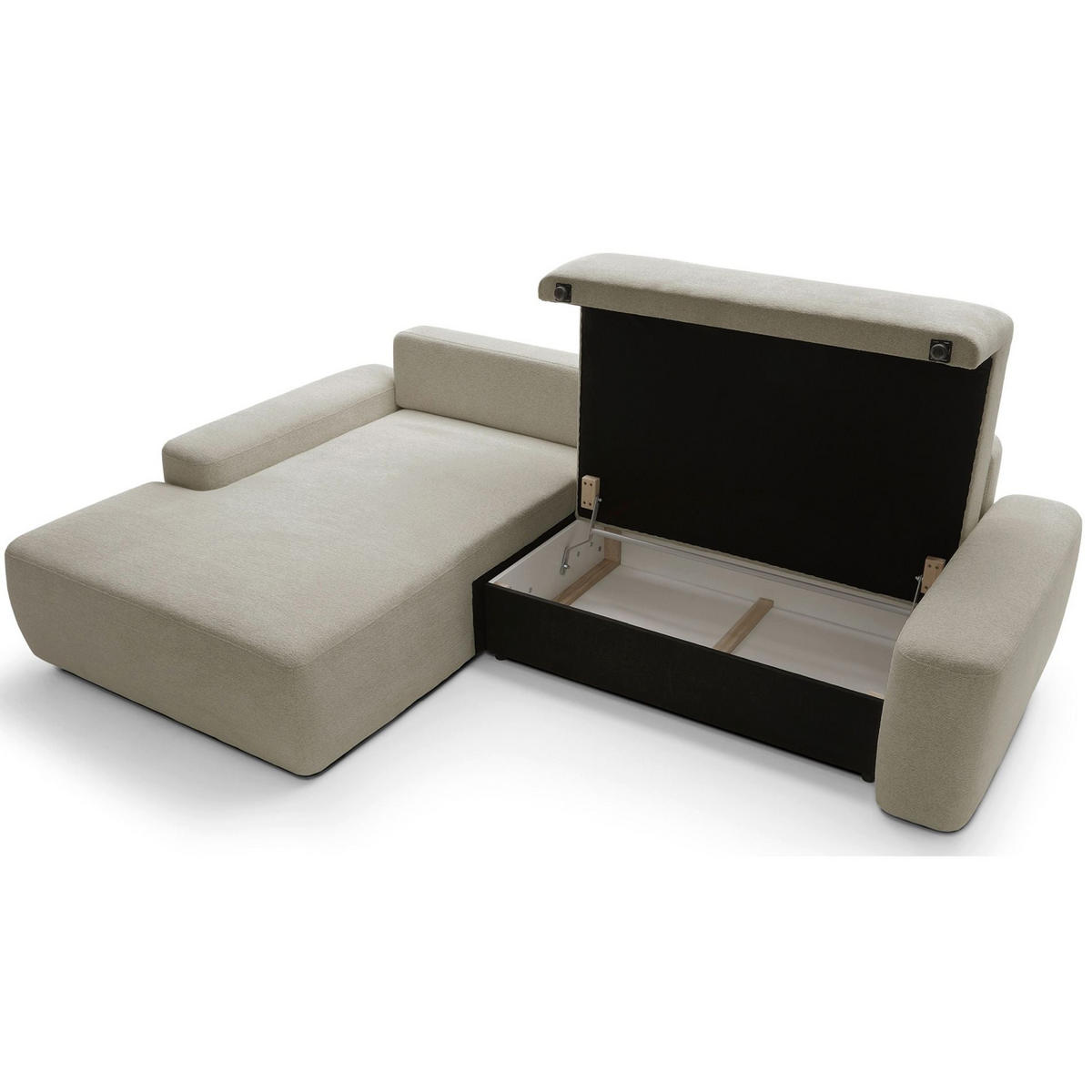 ECKSOFA Baleo Beige Chenille-Bezug - Beige/Schwarz, Kunststoff/Textil (264/162cm) - Selsey