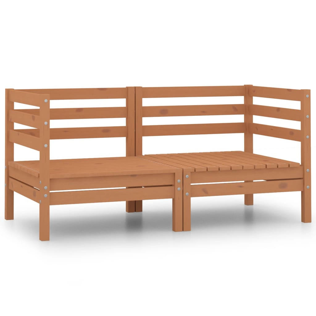 GARTENSOFA 2-Sitzer Honigbraun Massivholz Kiefer - Hellbraun, Holz (63.5/63.5/63.5cm) - vidaXL
