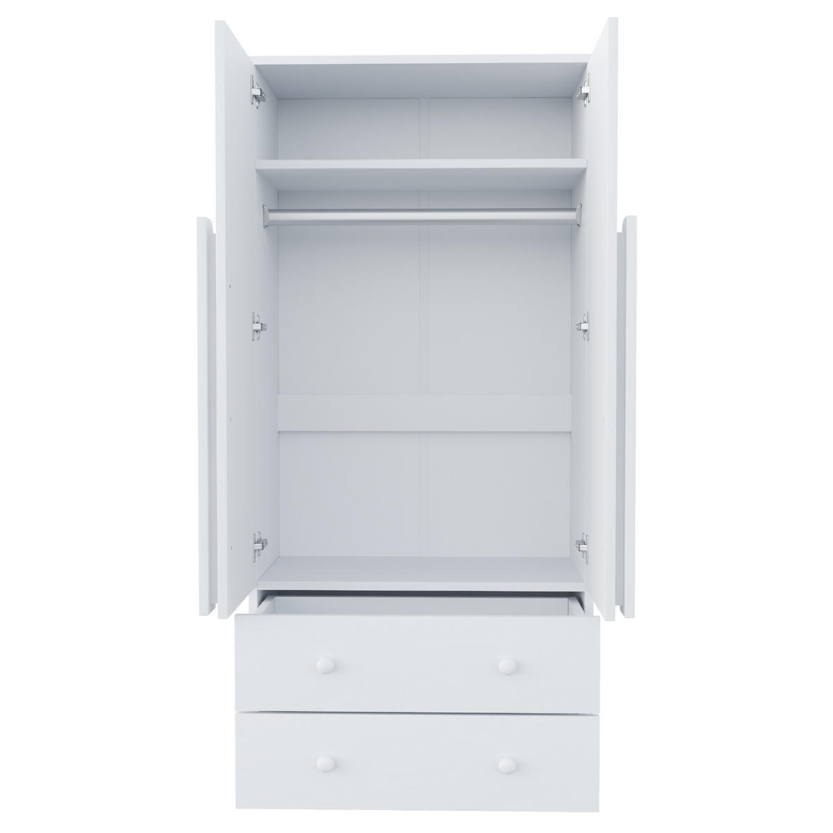 KLEIDERSCHRANK 70x40x170cm 2 Türen Schubladen Weiß - Weiß, Holz (70/170/40cm) - FLIEKS