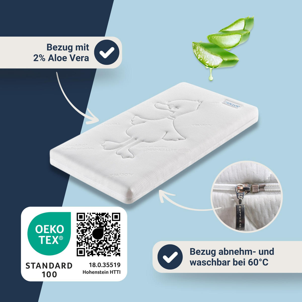 BABYMATRATZE Junior-Duo, mit Trittkante, Größe: 70x160 - Weiß, Textil (70/160cm) - Betten-ABC