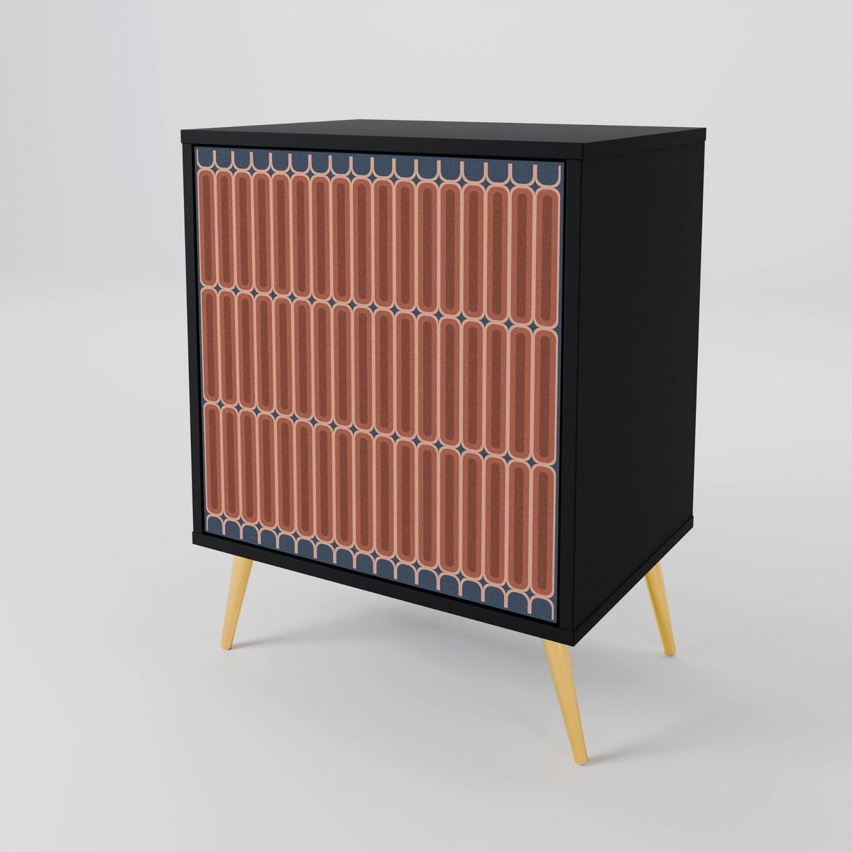 SIDEBOARD HYPNOTIC GATE, Schwarz, 57,5x42x72,5 cm, Schwarze Metallfüße - Multicolor/Schwarz, Holzwerkstoff/Metall (57.5/72.5/42cm) - SpaceRebels