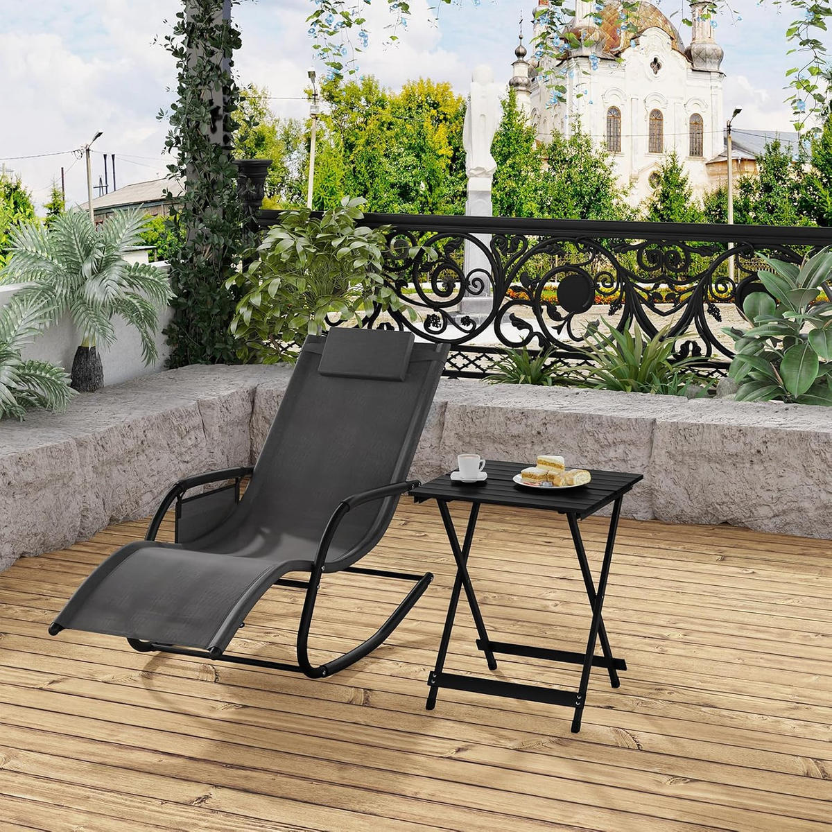 KLAPPTISCH Aluminium 50,5 x 47 x 59,5H cm Schwarz - Schwarz, Metall (47/50.5/59.5cm) - Woltu