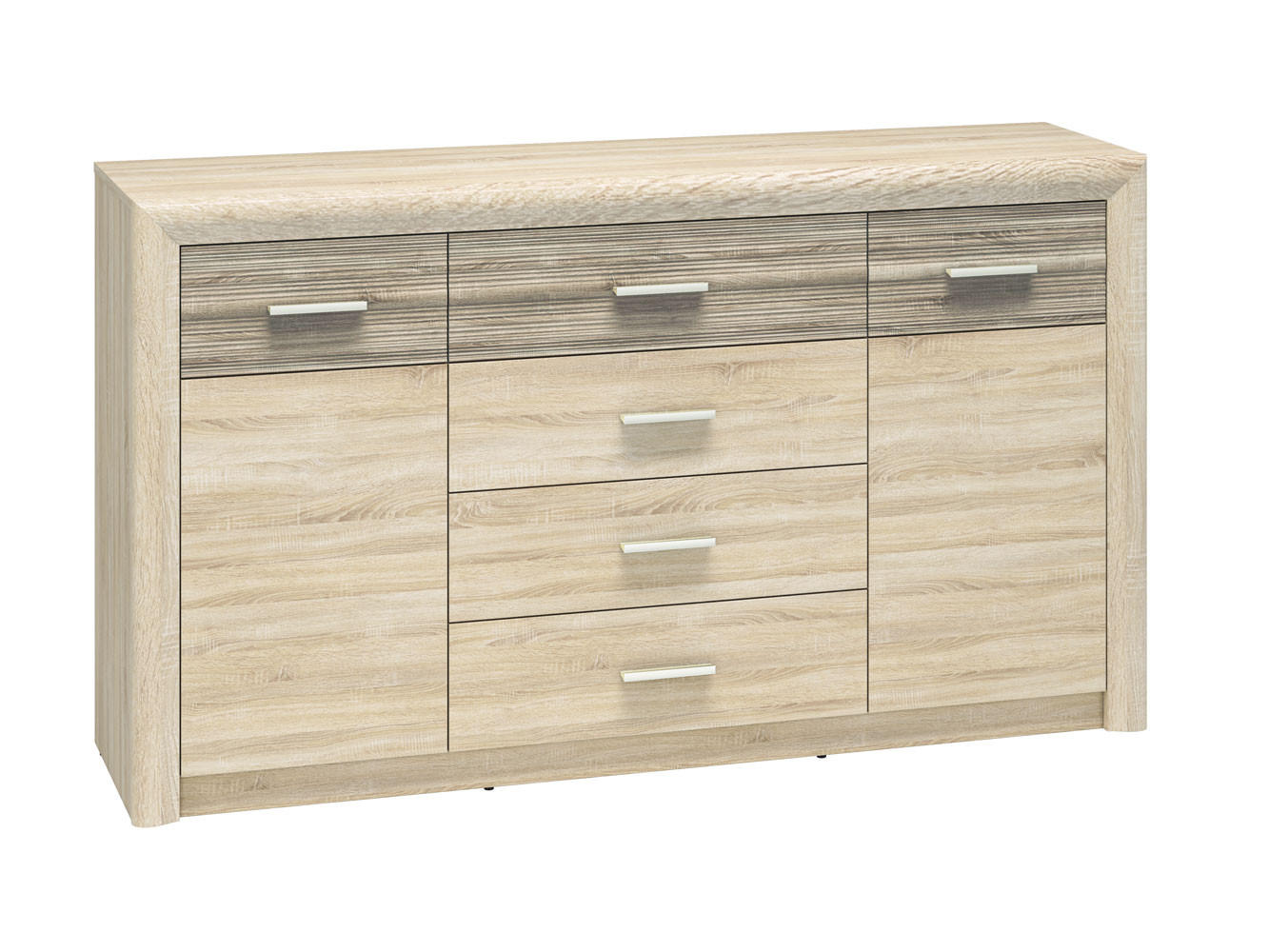 SIDEBOARD Castel Sonoma Eiche hell / Sonoma Eiche Trüffel 165 / 43 / 94cm - Eichefarben/Multicolor, Holz/Holzwerkstoff (165/94/43cm) - Feldmann-Wohnen