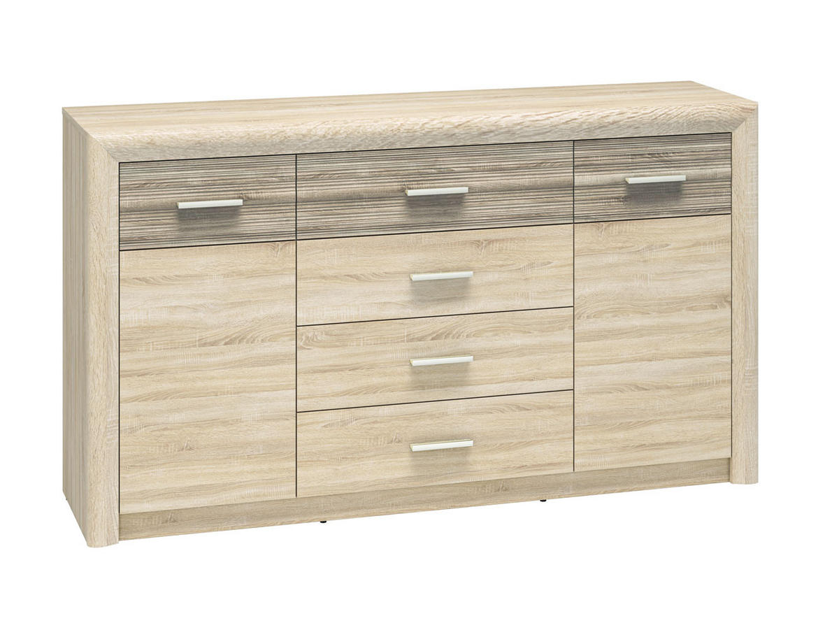 SIDEBOARD Castel Sonoma Eiche hell / Sonoma Eiche Trüffel 165 / 43 / 94cm - Eichefarben/Multicolor, Holz/Holzwerkstoff (165/94/43cm) - Feldmann-Wohnen