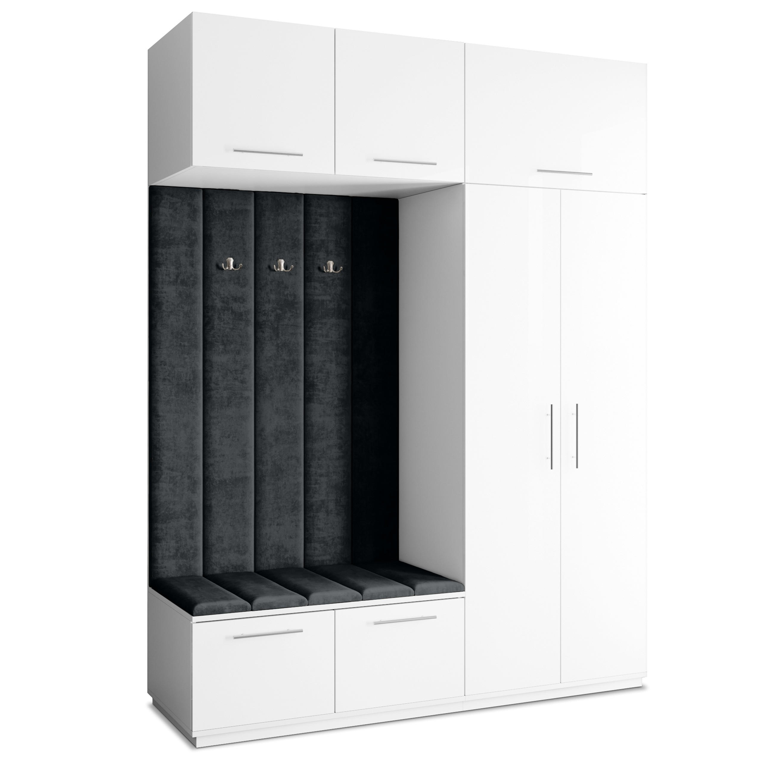 Masseno Garderobenschrank Weiß, Schwarz 180x240x60 cm