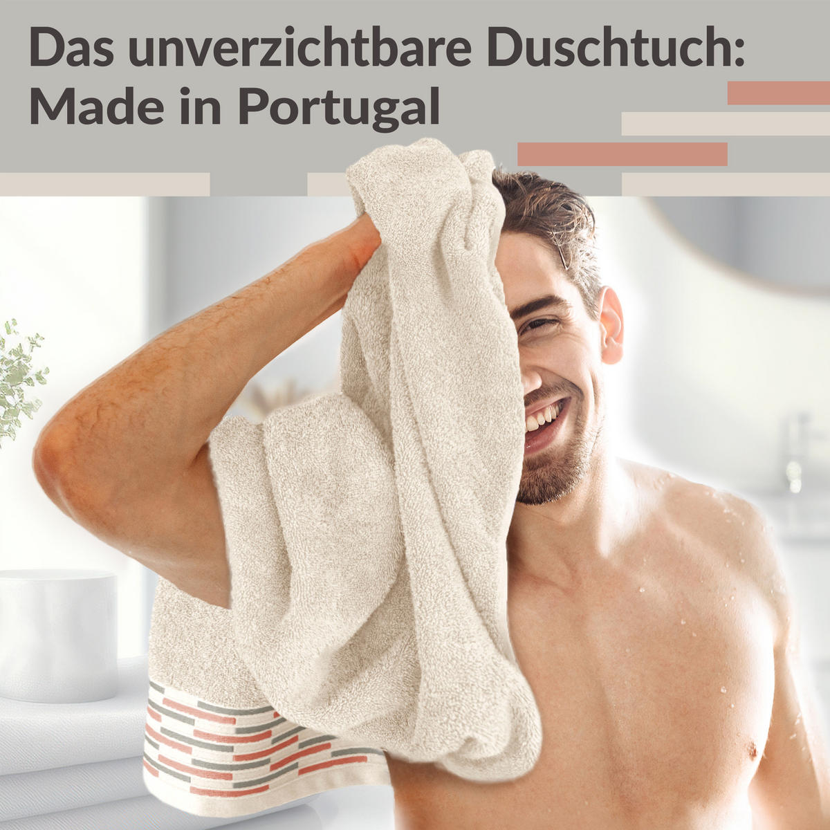DUSCHTUCH Lugano Natur 2er 70x140 cm - Naturfarben, Textil (70/140cm) - Lashuma