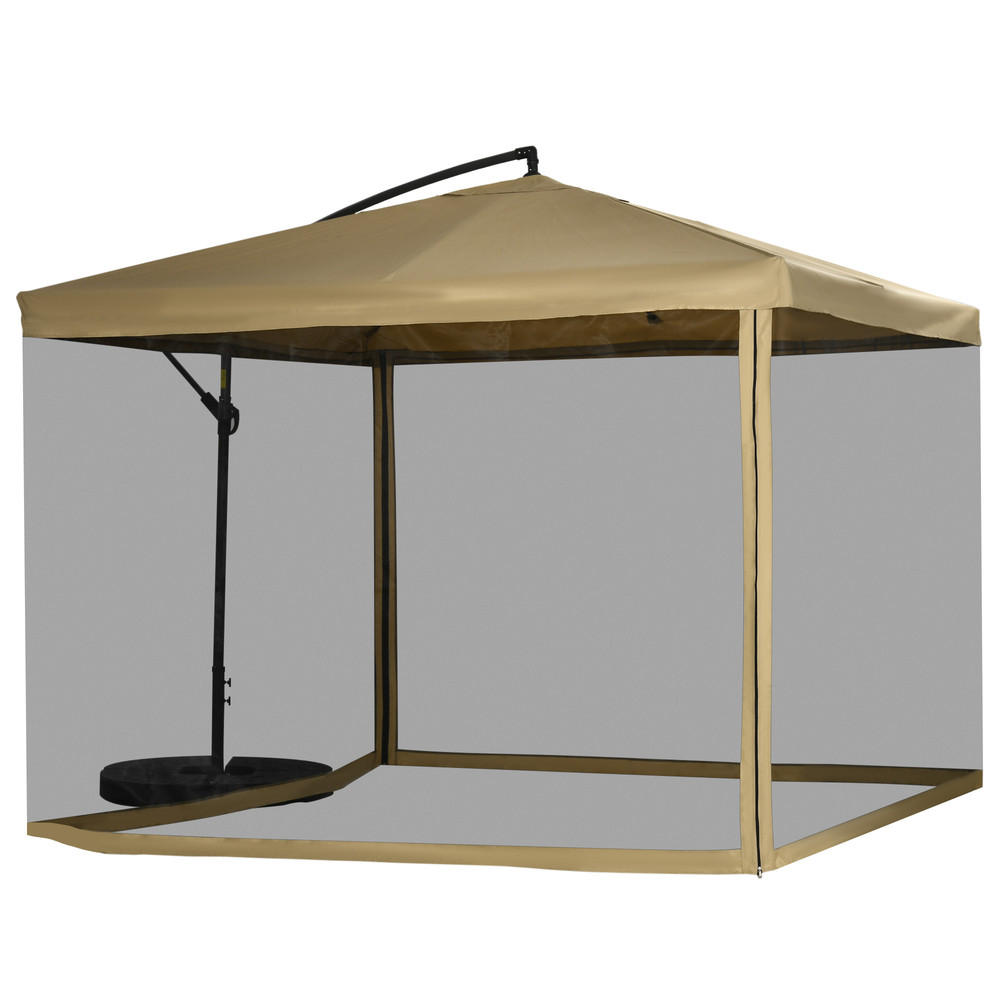 SONNENSCHIRM Quadratisch 295x295cm Neigbar mit Netzseiten und Schirmgewicht - Beige, Textil (295/295cm) - Raelunyi