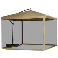 SONNENSCHIRM Quadratisch 295x295cm Neigbar mit Netzseiten und Schirmgewicht - Beige, Textil (295/295cm) - Raelunyi
