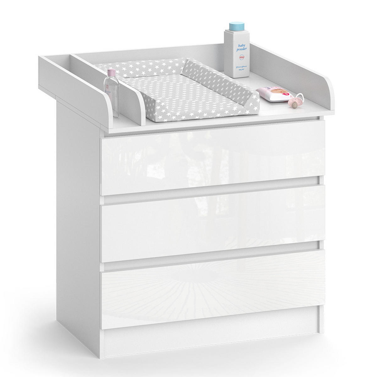 WICKELKOMMODE Emma Weiß 80 x 85.4 cm mit 3 Schubladen - Weiß, Holzwerkstoff (80/87/76cm) - Vicco