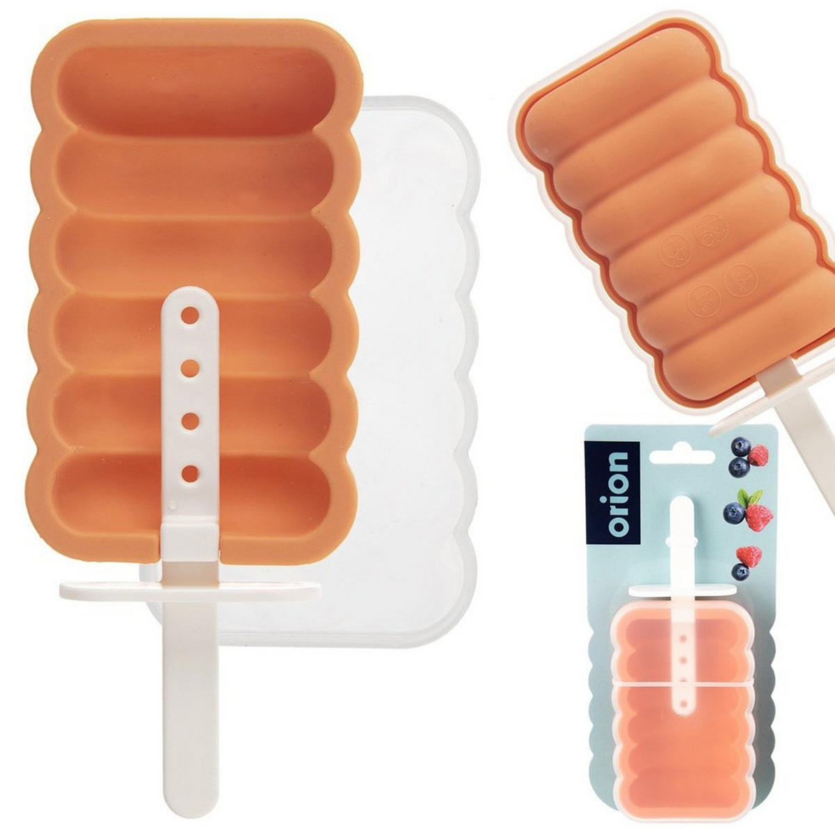 SILIKON-EISFORM orange - Orange, Kunststoff (15/2.5/6.5cm) - Orion 