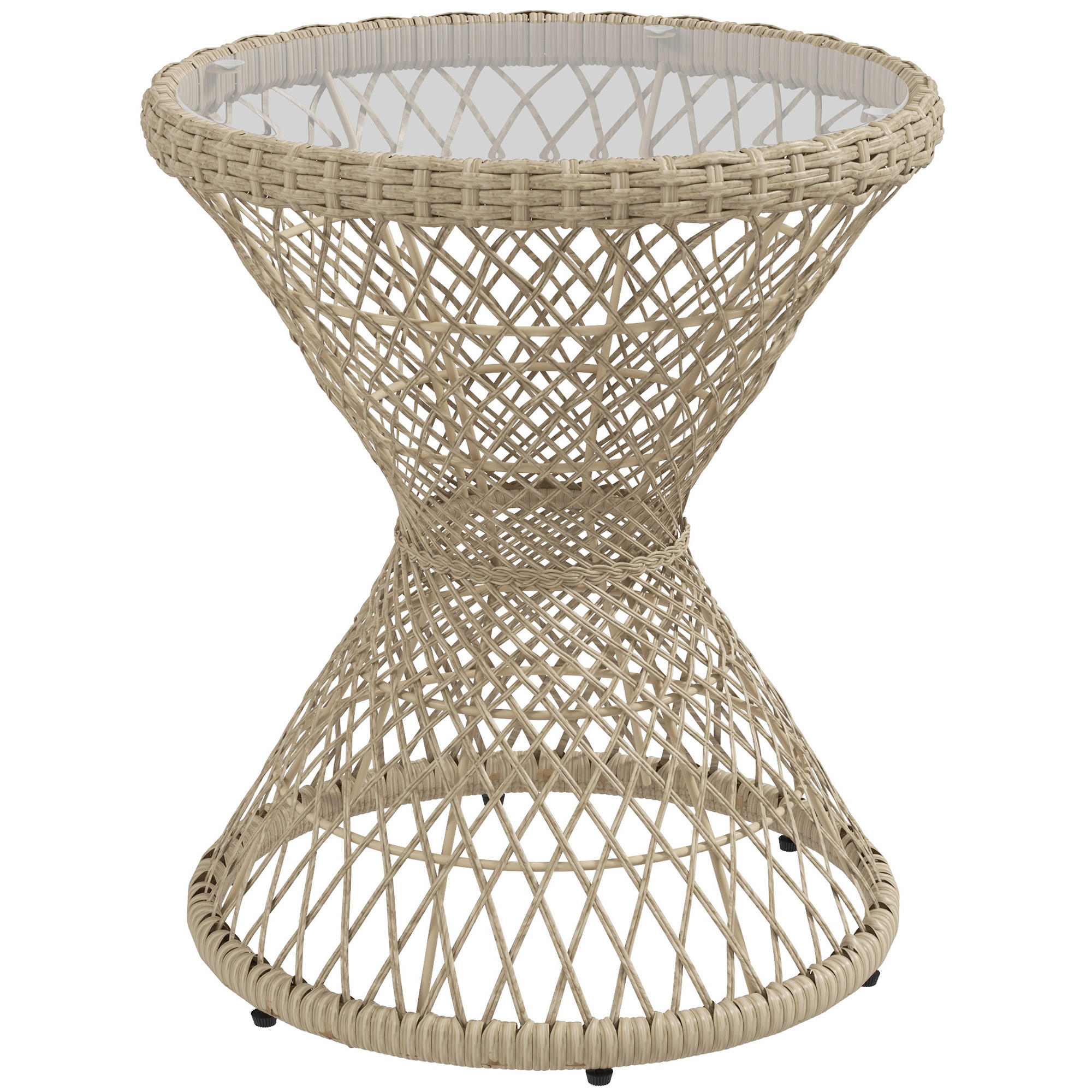 GARTENTISCH, Braun, Stahl, PE Rattan - Braun, Kunststoff (45/45/52cm) - Outsunny