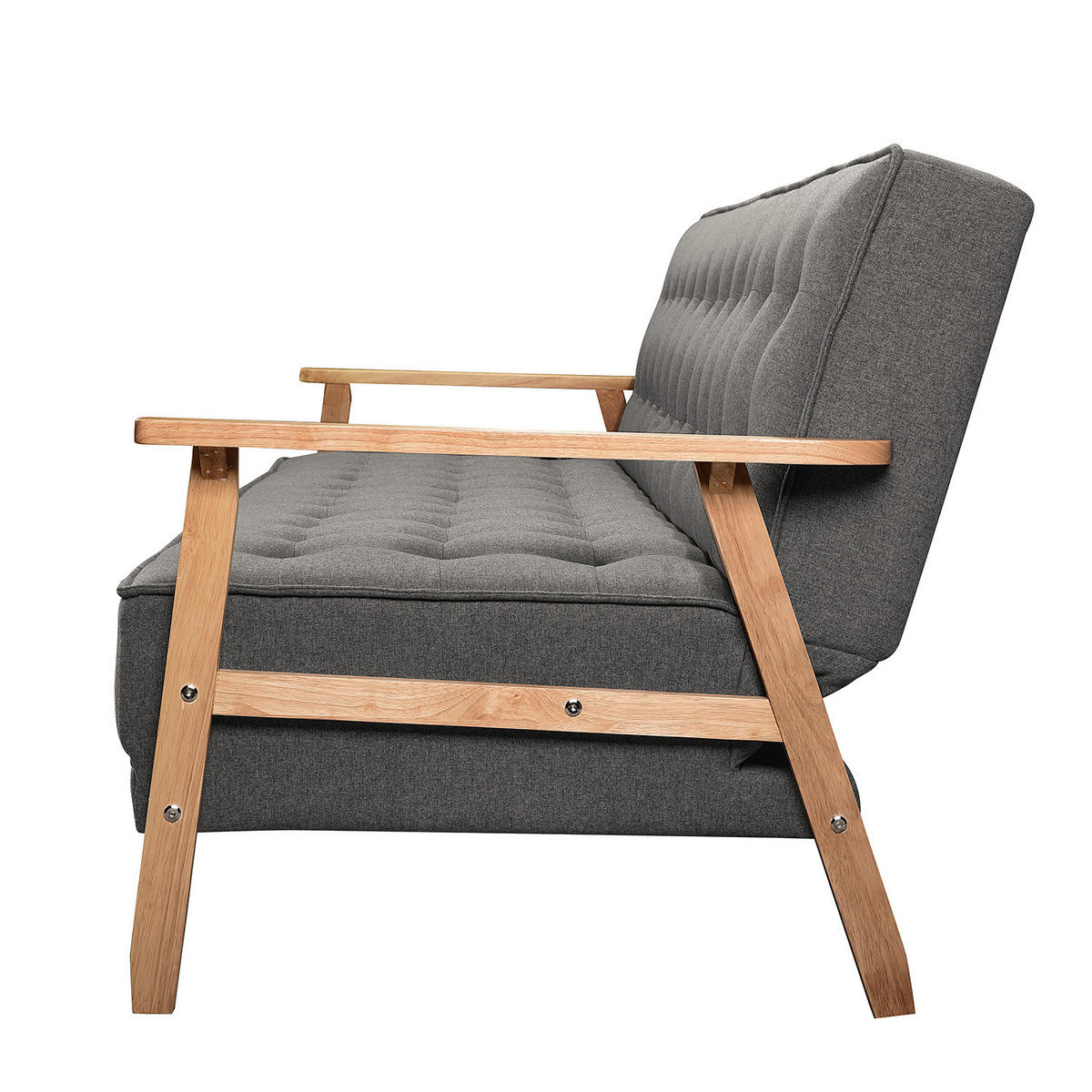 SCHLAFSOFA - Dunkelgrau, Birkenholz/Textil (204/85/86cm) - home24