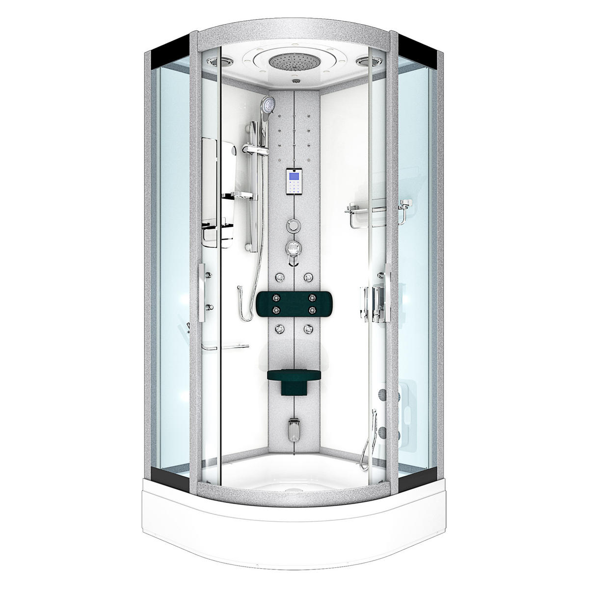 DAMPFDUSCHE Dusche D46-60T2-EC Weiß 100x100 - Weiß, Glas/Kunststoff (100/100/225cm) - AcquaVapore by Sandra Jentho