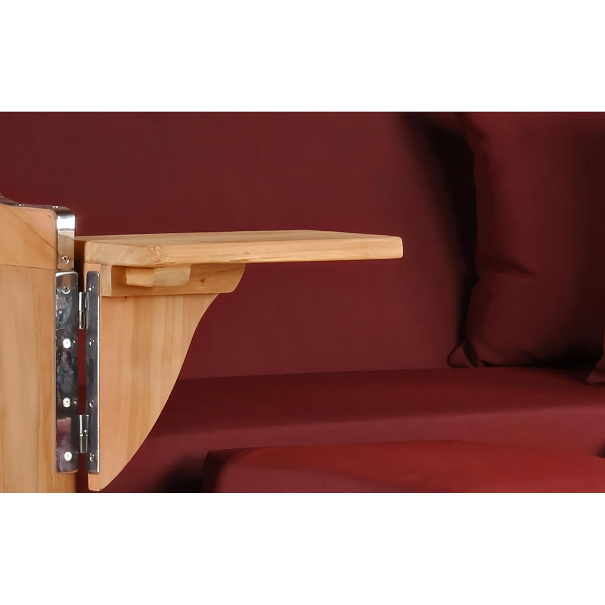 STRANDKORB Düne 2 Sitzer Teak PE Grey - Rot/Braun, Holz/Metall (125/170/80cm) - Mr. Deko