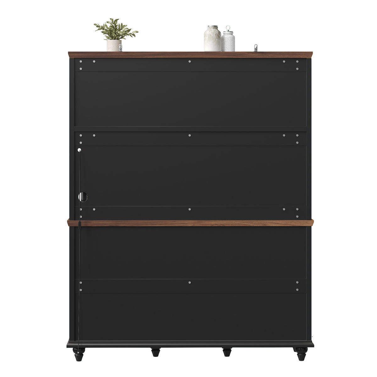BUFFET DE-38489 140/40/179 cm mit Metall-Weinglashalter Schwarz - Schwarz, Holzwerkstoff (140/179.5/40cm) - ComfortXL