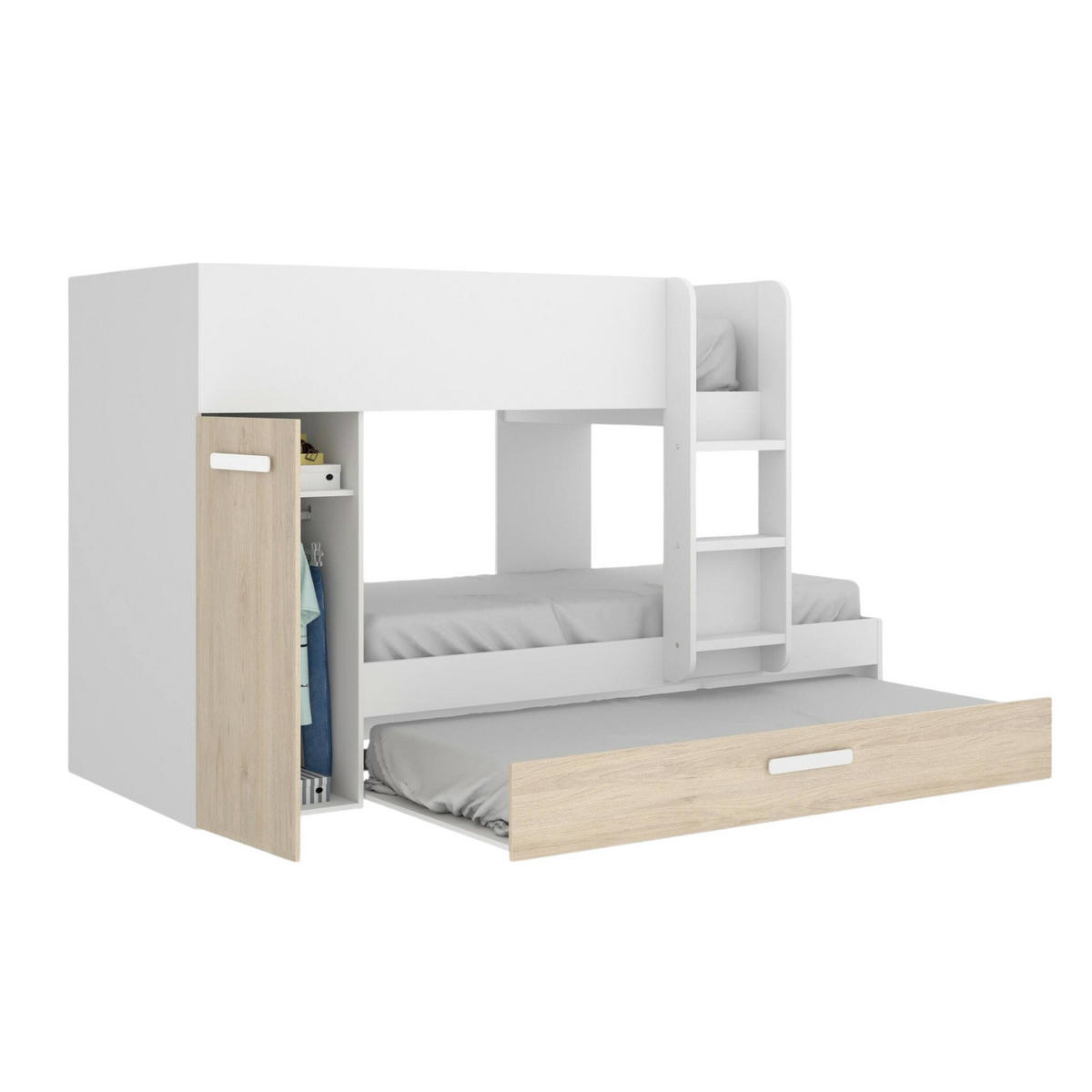 SCHLAFZIMMER Eiche, Weiß 112/244/150 cm - Weiß, Holzwerkstoff - DMORA