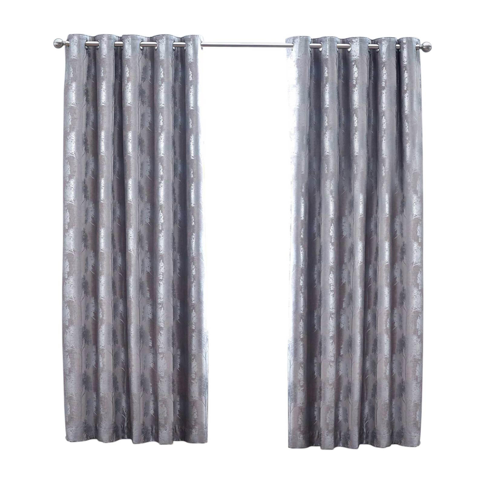 ÖSENVORHANG Wald-Motiv verdunkelnd 2er-Set, 117/228 cm - Silberfarben, Textil (117/228cm) - Homescapes