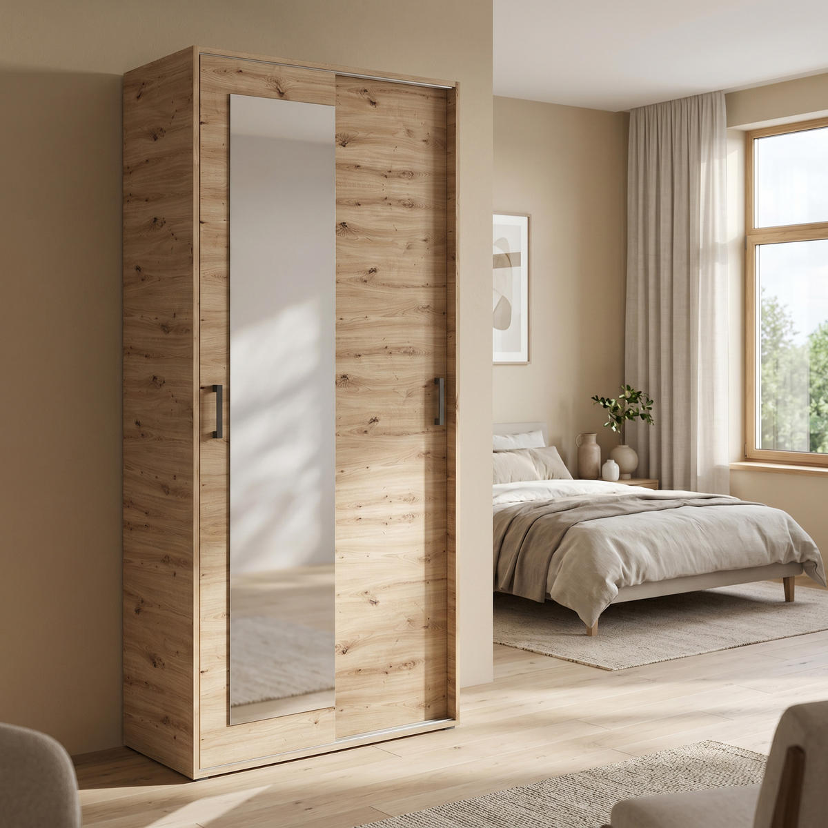 GARDEROBENSCHRANK BENVENO 90/21040 Modern Garderobenschrank Eiche Artisan - Eiche Artisan, Holzwerkstoff (90/210/40cm) - MASSENO