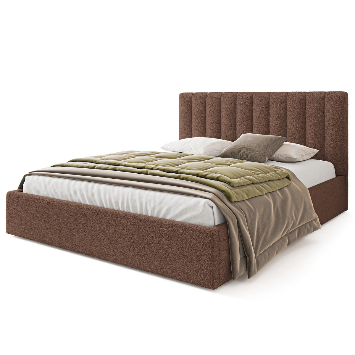 POLSTERBETT DEMERA Q 180x200 cm mit Bettkästen - Braun - Braun, Holz (180/200cm) - MASSENO