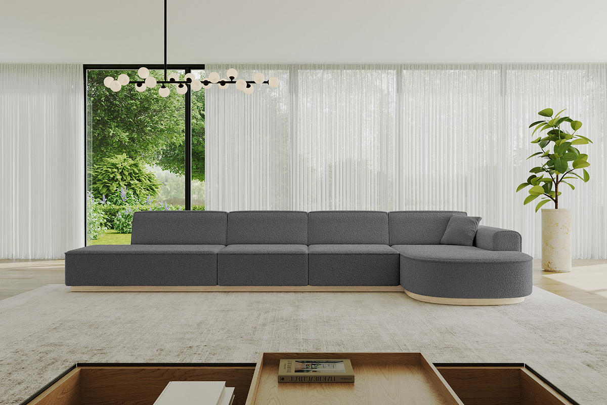 ECKSOFA Ottomane Rechts ARRIO-L3 - 413x171x83 cm Grau - Grau, Holzwerkstoff/Textil (413/171cm) - ALTDECOR