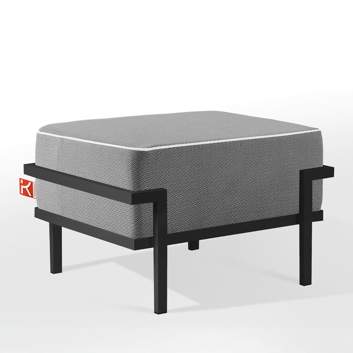 GARTENLOUNGE-HOCKER TRIGLO auf Metallfüßen, Modern, Dunkelgrau - Dunkelgrau/Schwarz, Textil/Metall (69/44/54cm) - KONSIMO®