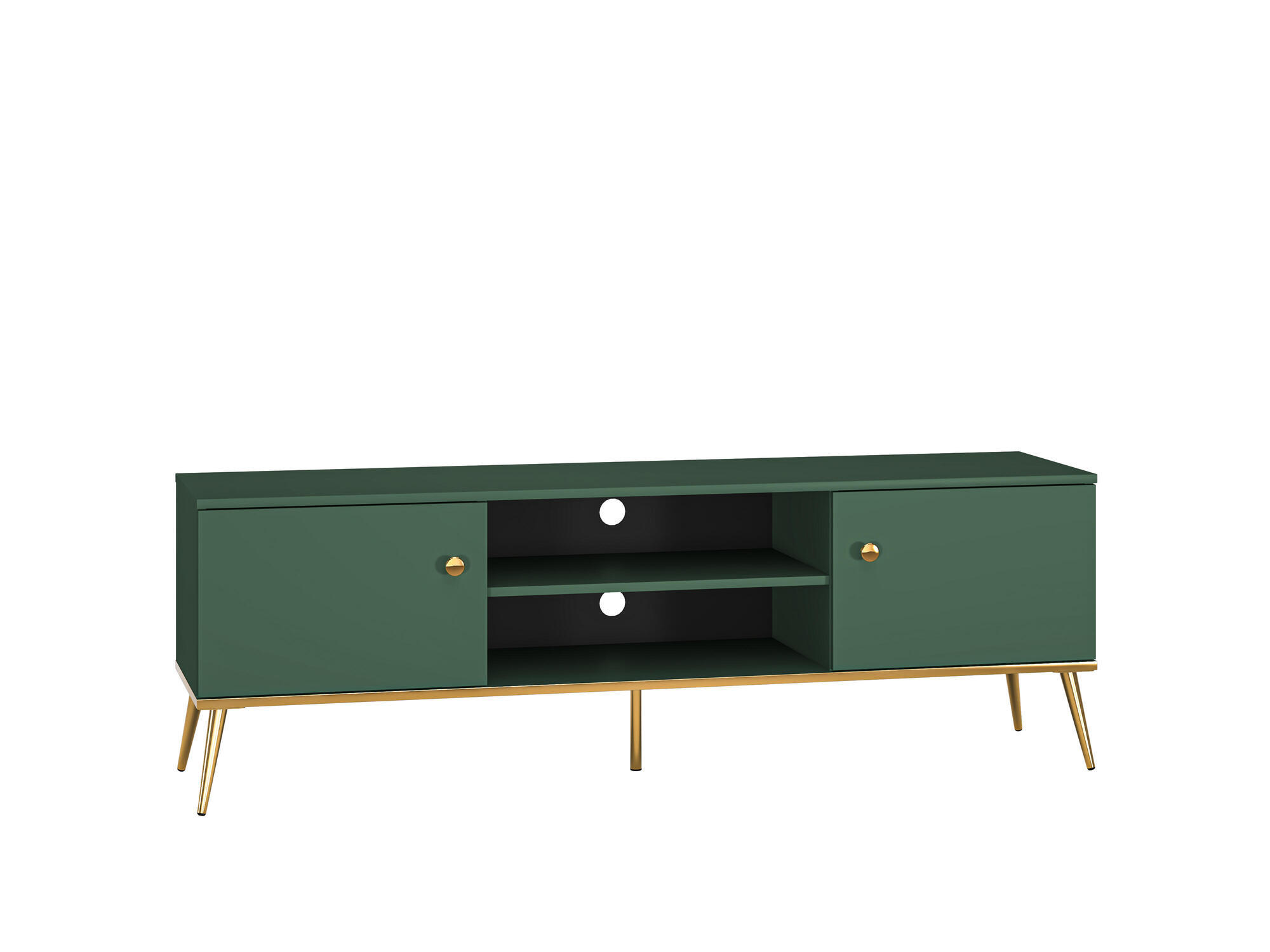 TV-LOWBOARD FORT Grün, Gold 160x40x53 cm - Goldfarben/Grün, Holzwerkstoff (160/53/40cm) - FURNLUX