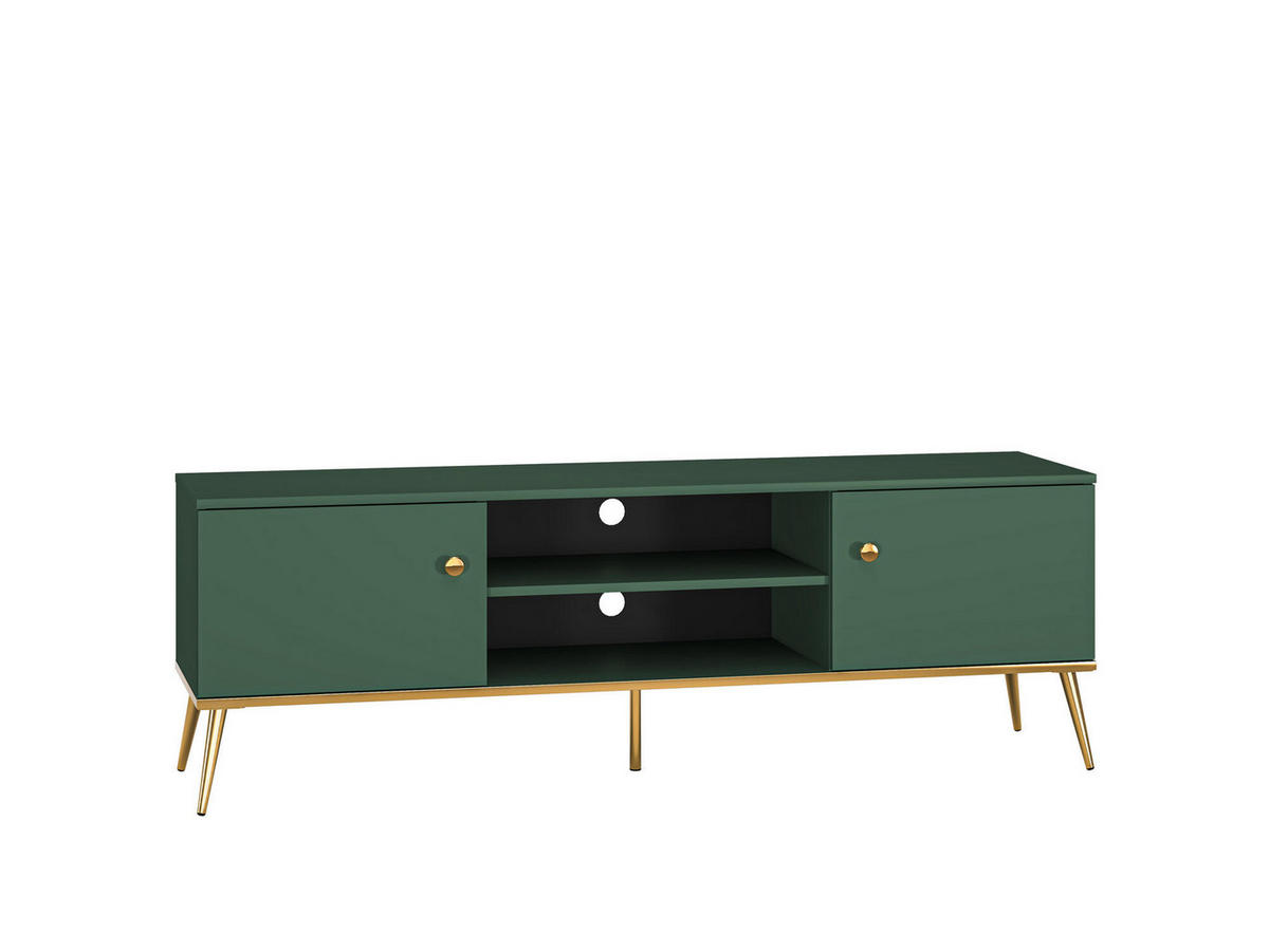 TV-LOWBOARD FORT Grün, Gold 160x40x53 cm - Goldfarben/Grün, Holzwerkstoff (160/53/40cm) - FURNLUX