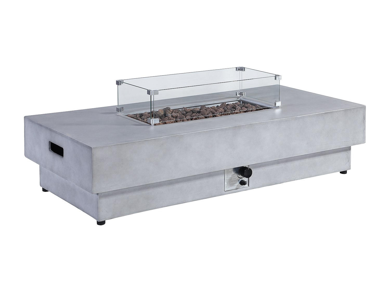 FEUERSCHALE - 152cm x 69.5cm - Kunststein - hellgrau - SEROZA - Hellgrau, Stein (152/52.4/69.5cm) - Vente-Unique