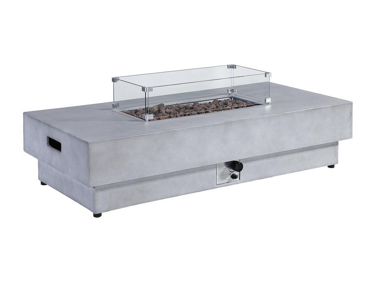 FEUERSCHALE - 152cm x 69.5cm - Kunststein - hellgrau - SEROZA - Hellgrau, Stein (152/52.4/69.5cm) - Vente-Unique