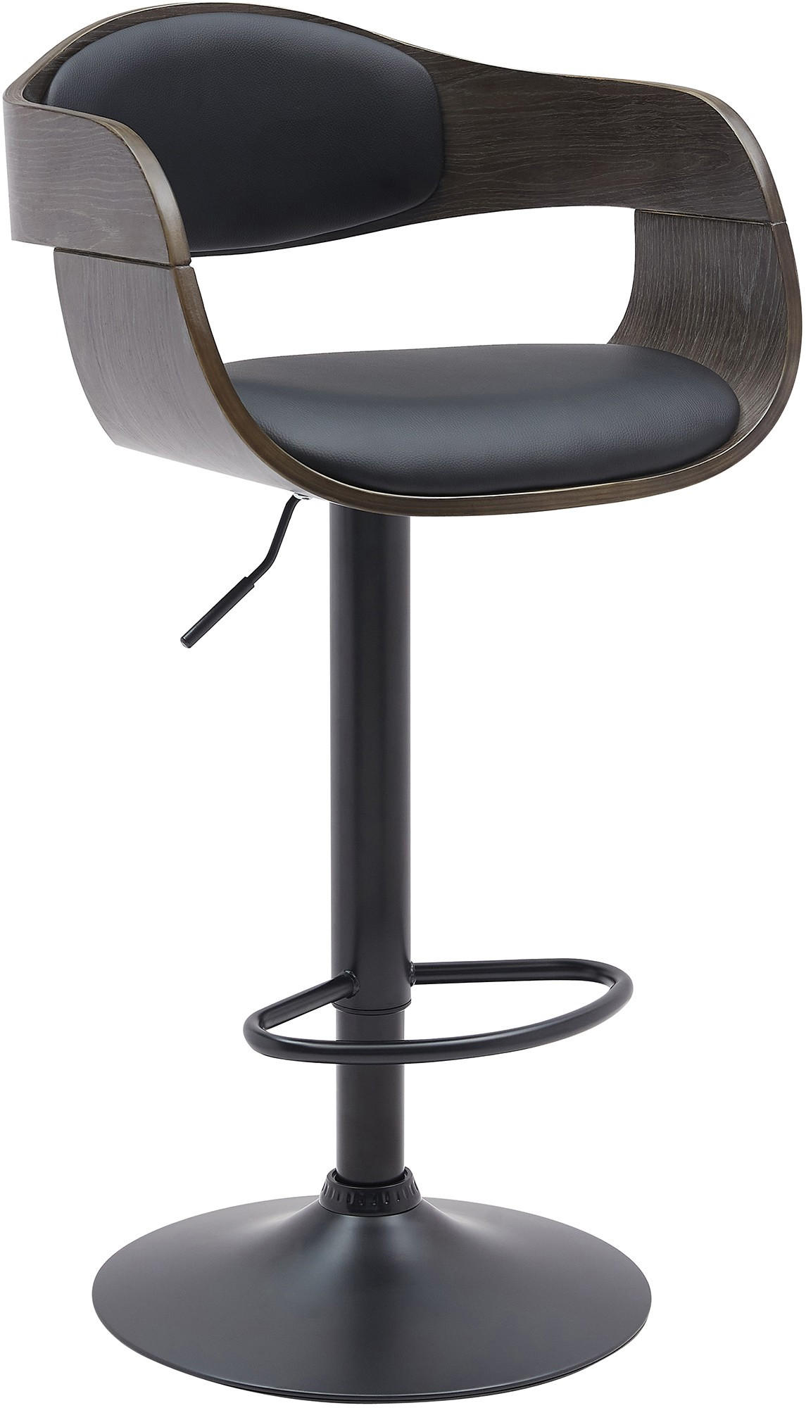 BARHOCKER Lederlook Schwarz/Grau - Schwarz/Grau, Textil/Metall (48/87/50cm) - CLP