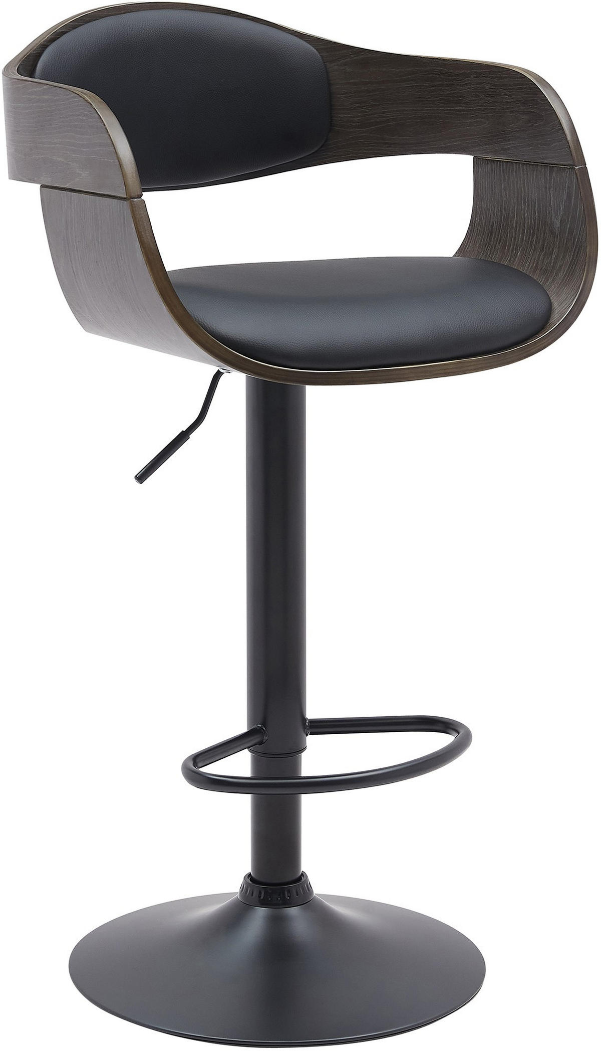 BARHOCKER Lederlook Schwarz/Grau - Schwarz/Grau, Textil/Metall (48/87/50cm) - CLP