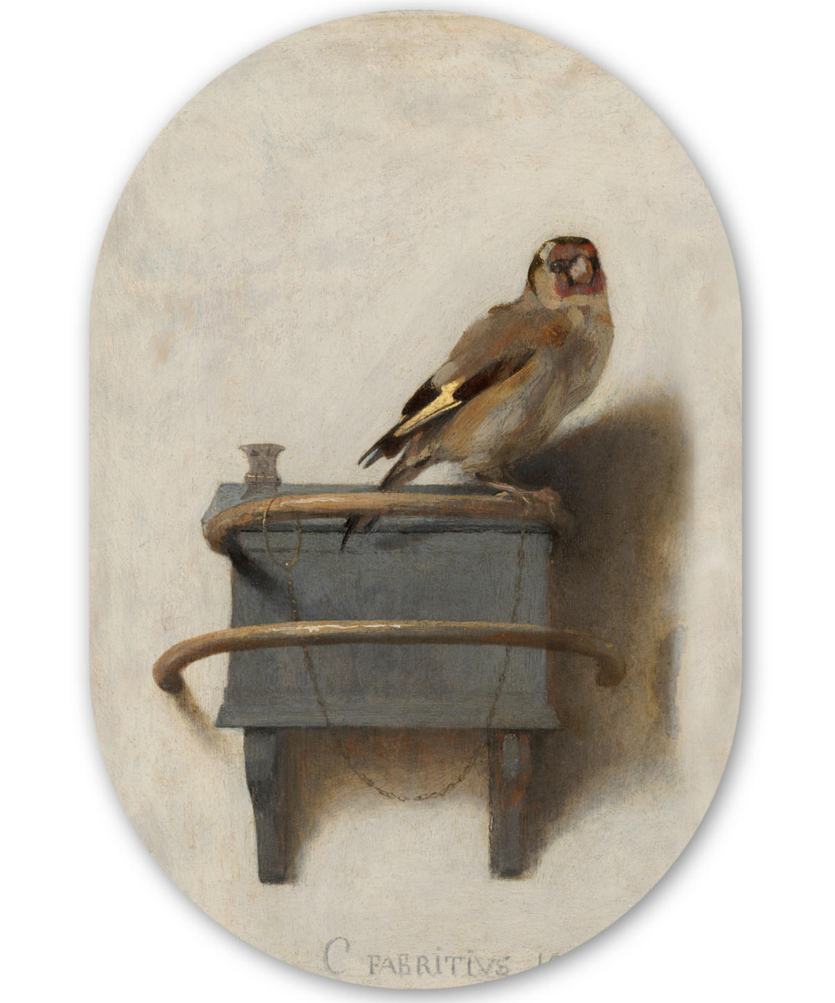 WANDBILD Stieglitz - Alter Meister - Carel Fabritius 80x120 cm - Grau, Kunststoff (80/120cm) - MuchoWow