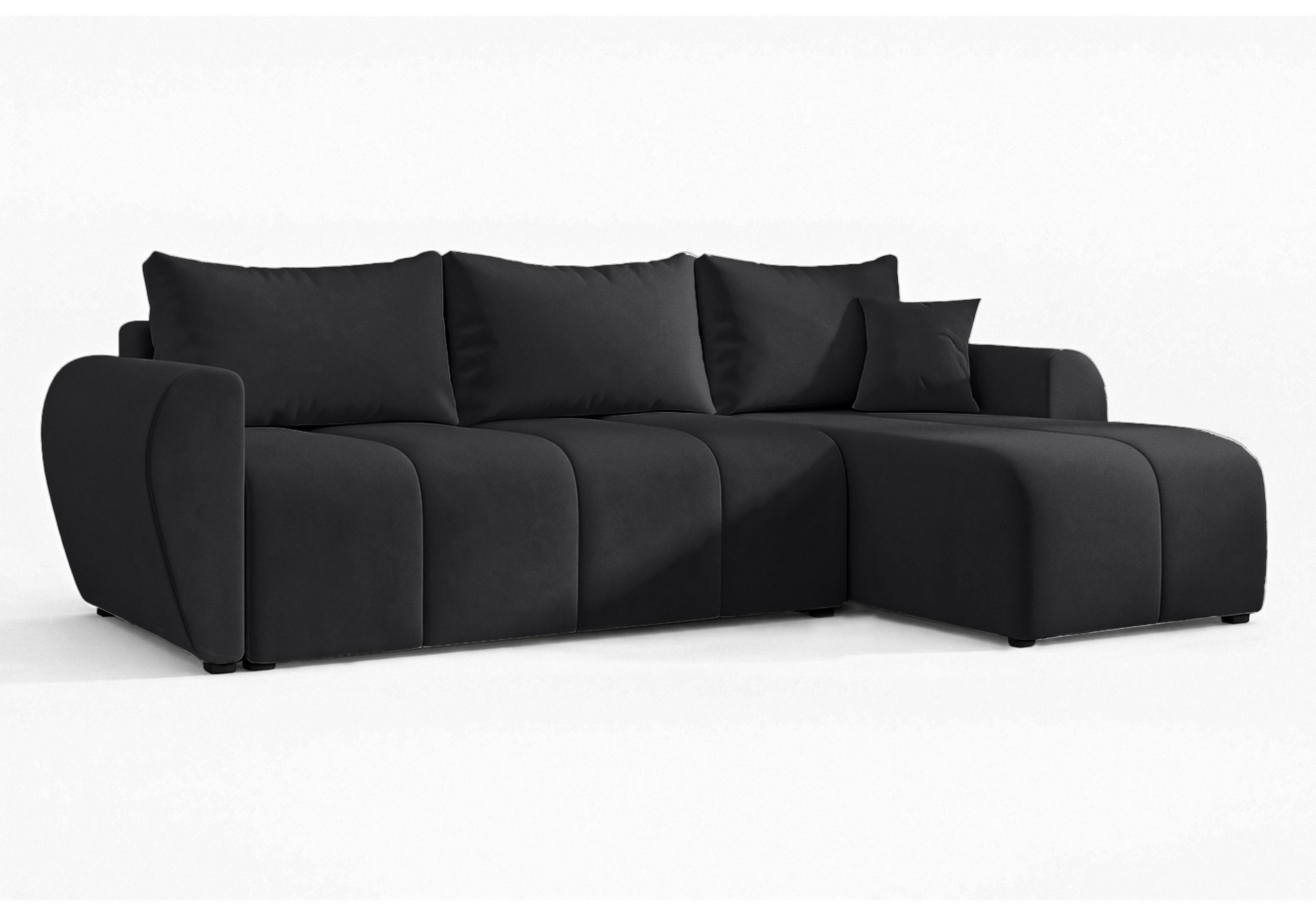 ECKSOFA L Form Malatya Schwarz 246/145/80 cm stilvolle mit Schlaffunktion R - Schwarz, Kunststoff/Textil (246/145cm) - AX Living