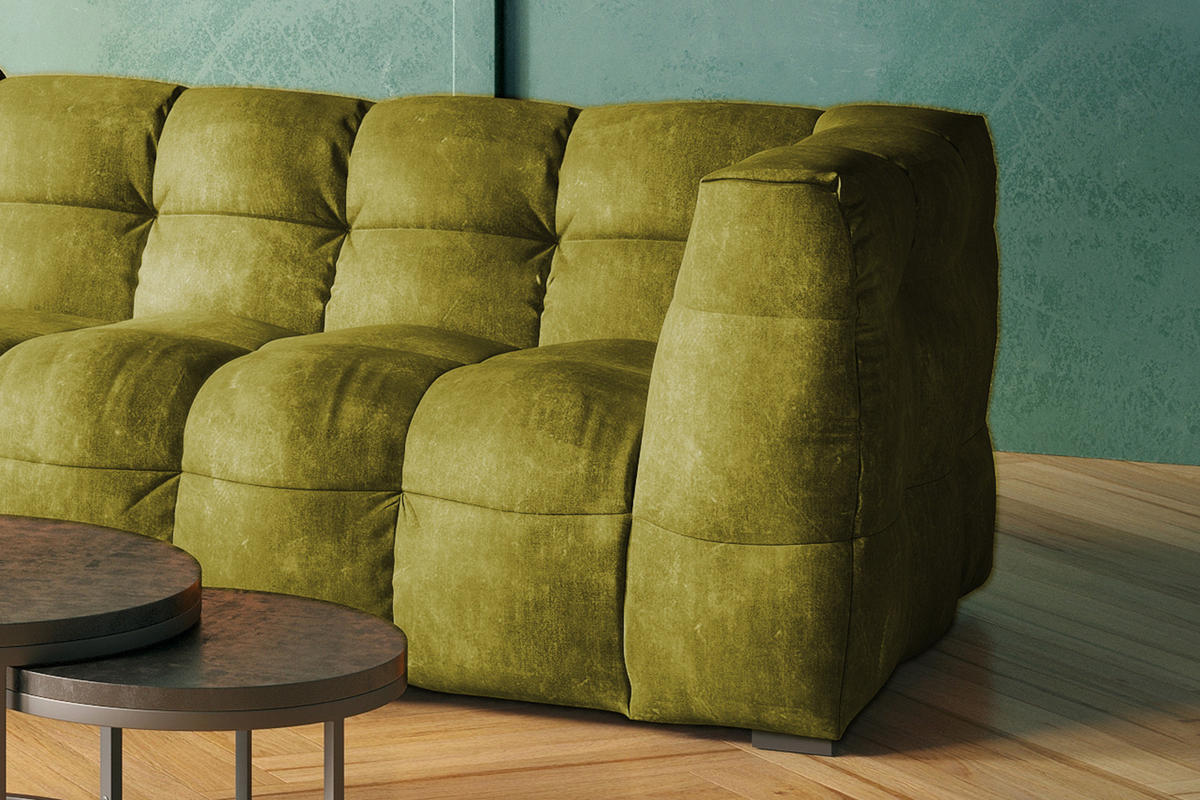 ECKSOFA RIO Grün Velvet - Schwarz/Grün, Textil (319/170cm) - KAWOLA