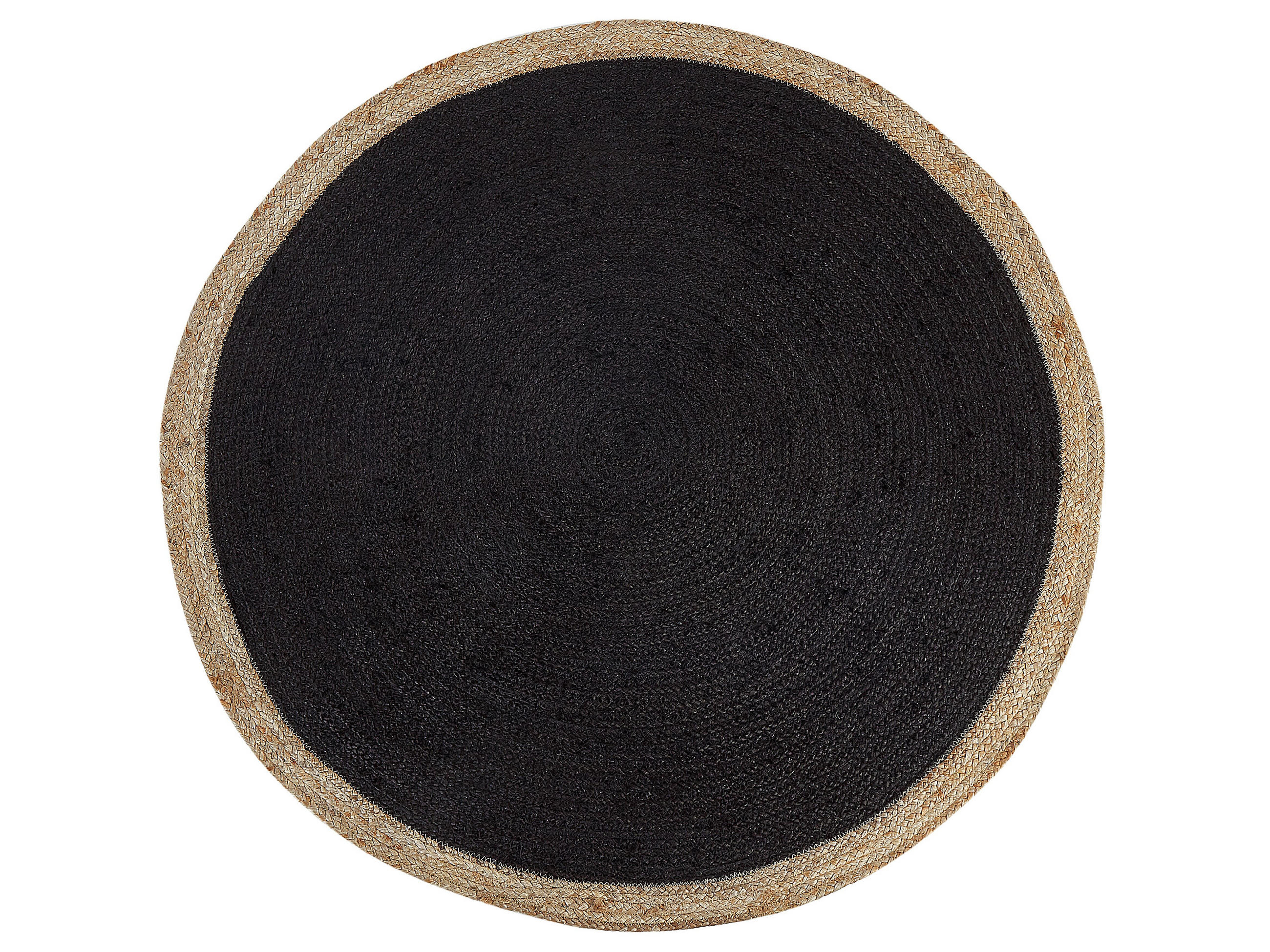 TEPPICH geflochten Menemen 120/120 cm - Schwarz, Naturmaterialen (120/120cm) - Beliani