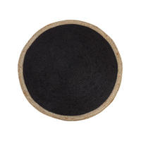 TEPPICH geflochten Menemen 120/120 cm - Schwarz, Naturmaterialien (120/120cm) - Beliani