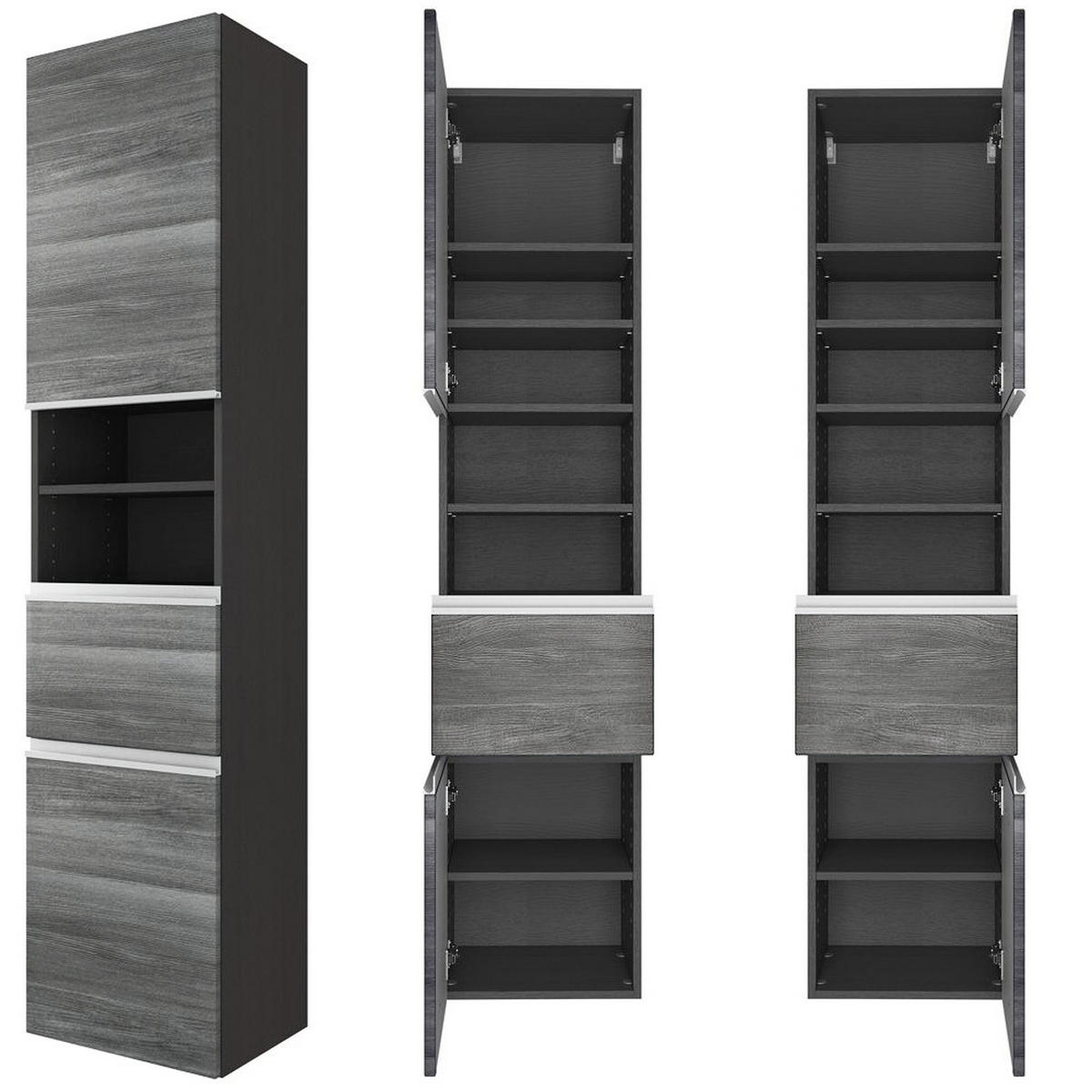 BADMÖBEL-SET 5-TLG. Apia-03 - Grau, Holzwerkstoff (220/200/47cm) - Lomado