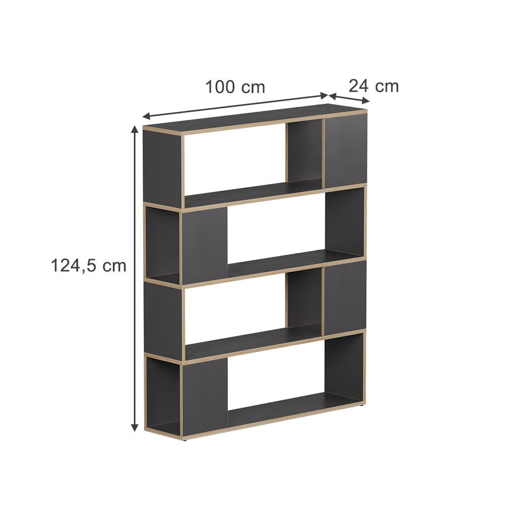 RAUMTEILER Eneos Anthrazit/Eiche 100 x 124.5 cm - Eichefarben/Anthrazit, Holzwerkstoff (100/124.5/24cm) - Vicco