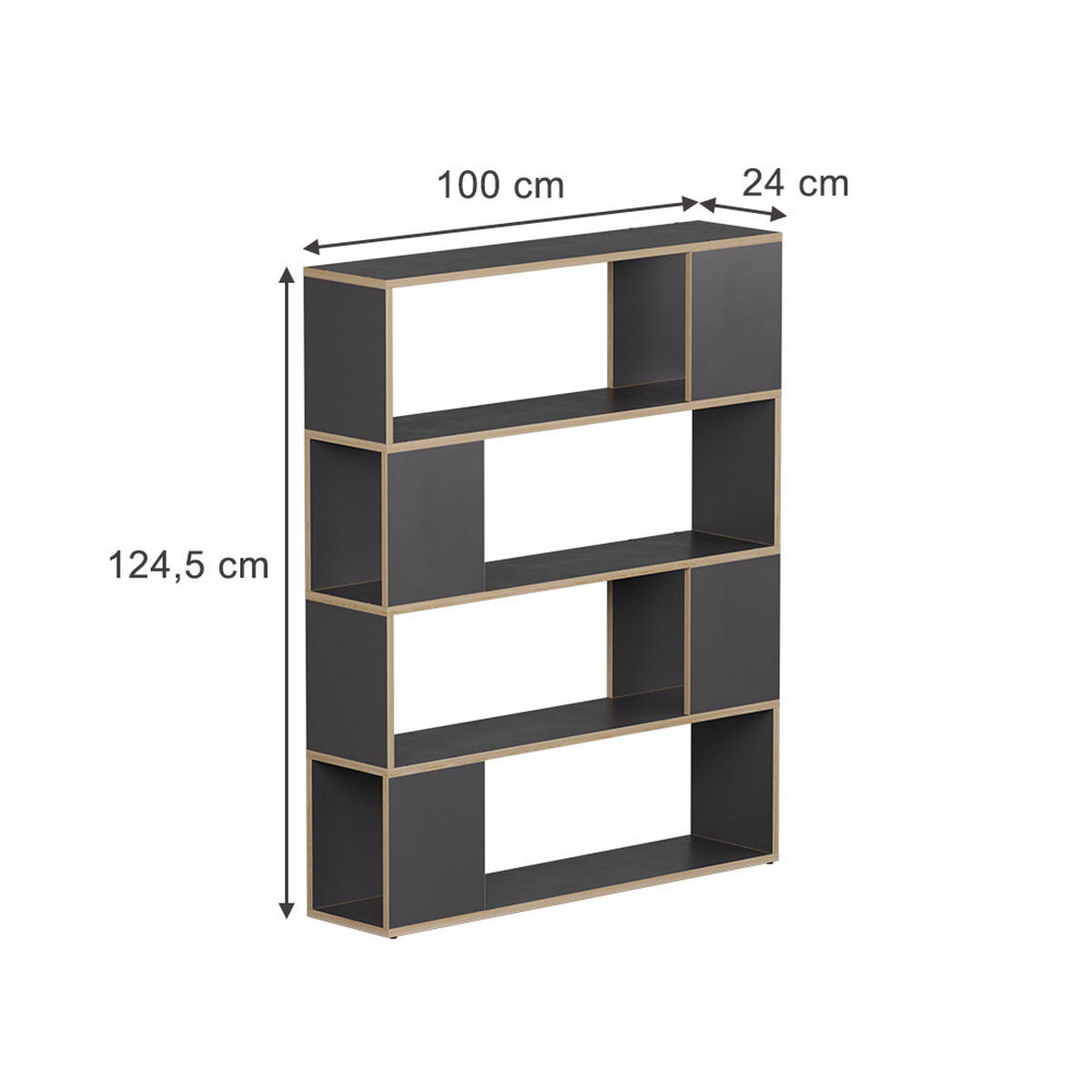 RAUMTEILER Eneos Anthrazit/Eiche 100 x 124.5 cm - Eichefarben/Anthrazit, Holzwerkstoff (100/124.5/24cm) - Vicco