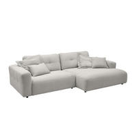 ECKSOFA XL MIKA Hellgrau Cord - Hellgrau/Schwarz, Kunststoff/Textil (296/167cm) - KAWOLA