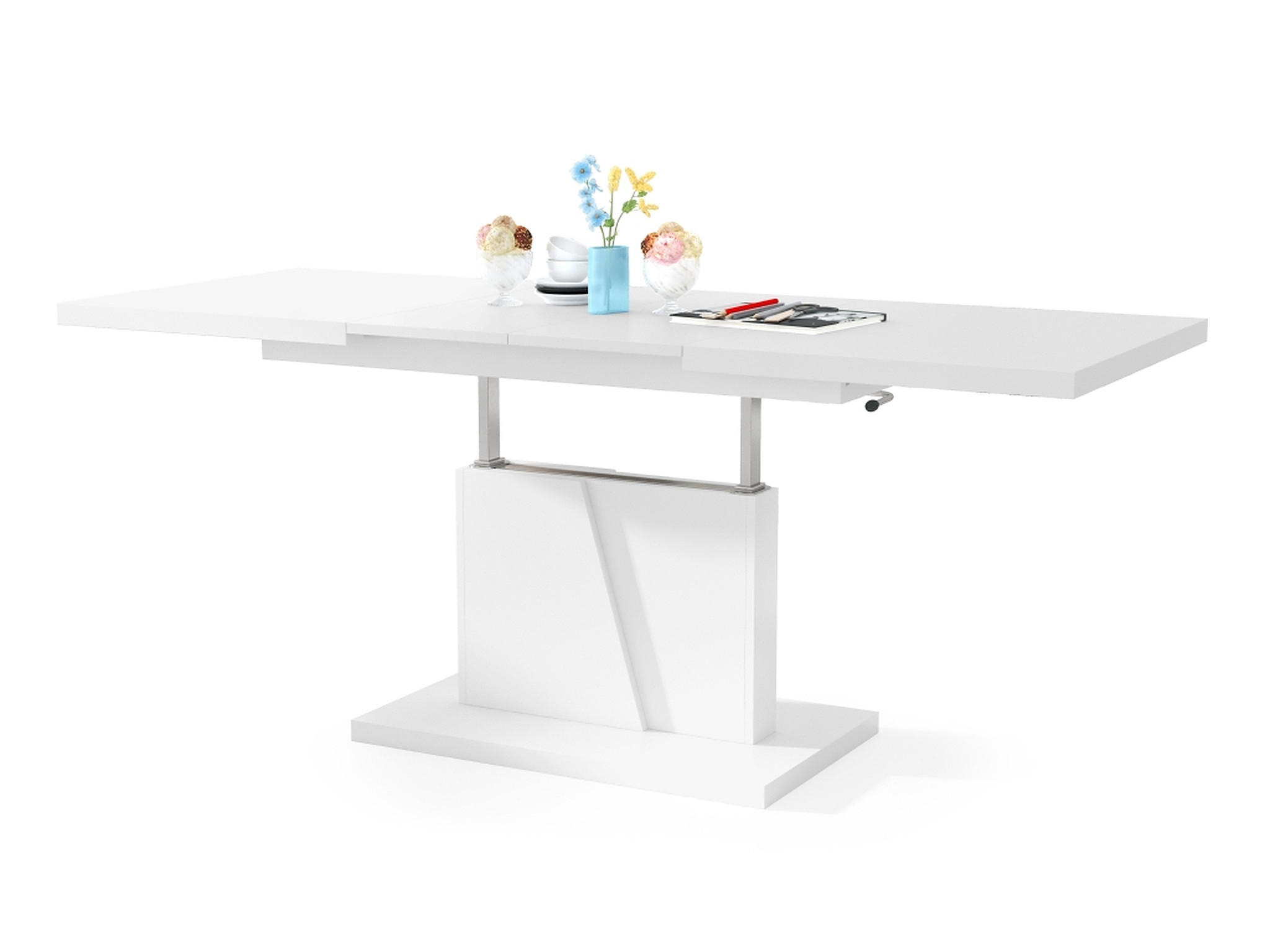 COUCHTISCH rechteckig Weiß matt ausziehbar höhenverstellbar - Weiß, Holzwerkstoff (70/120/60cm) - designimpex